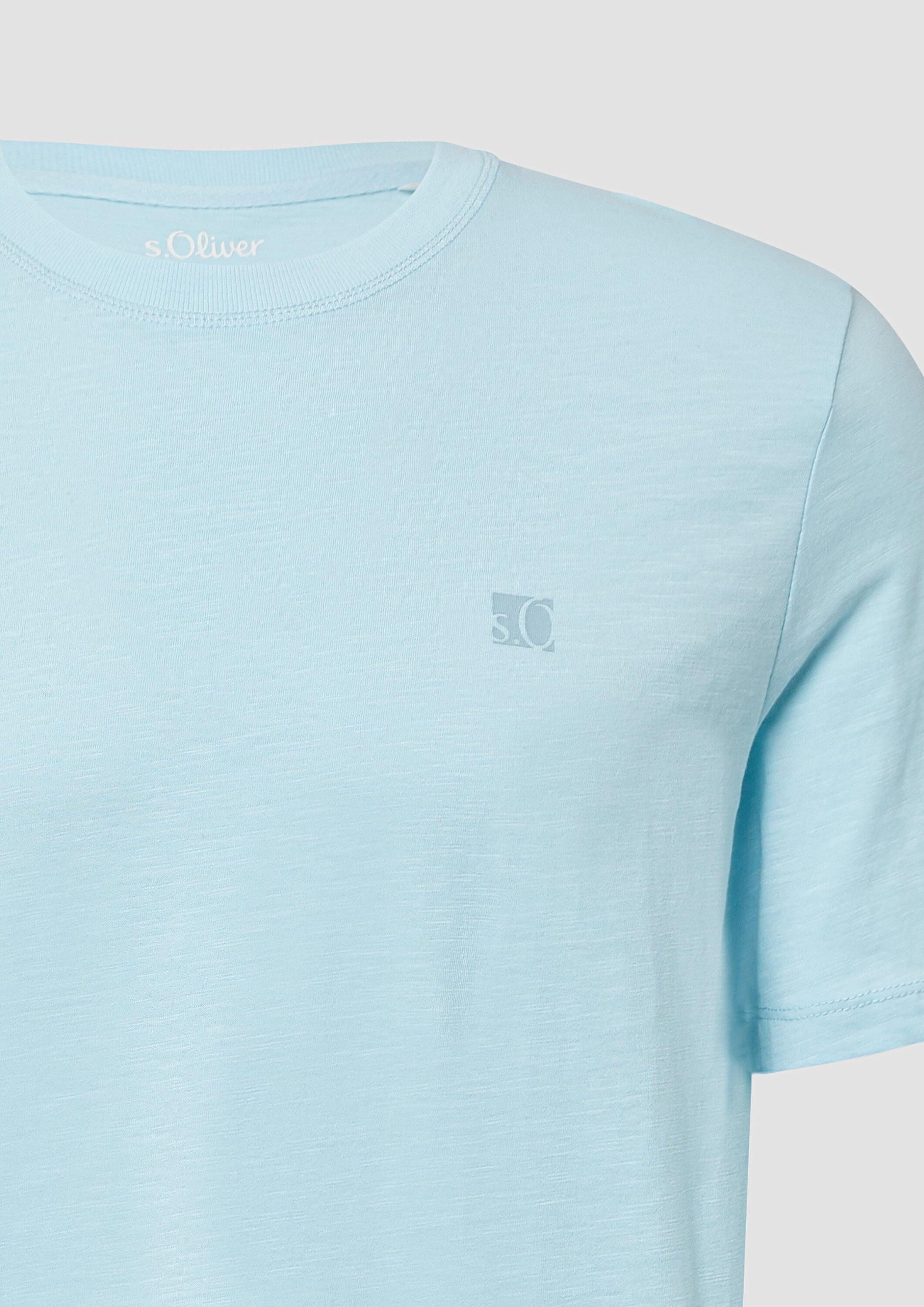 s.Oliver Kurzarmshirt T-Shirt T-Shirt mit Flammgarnstruktur und Logo-Print