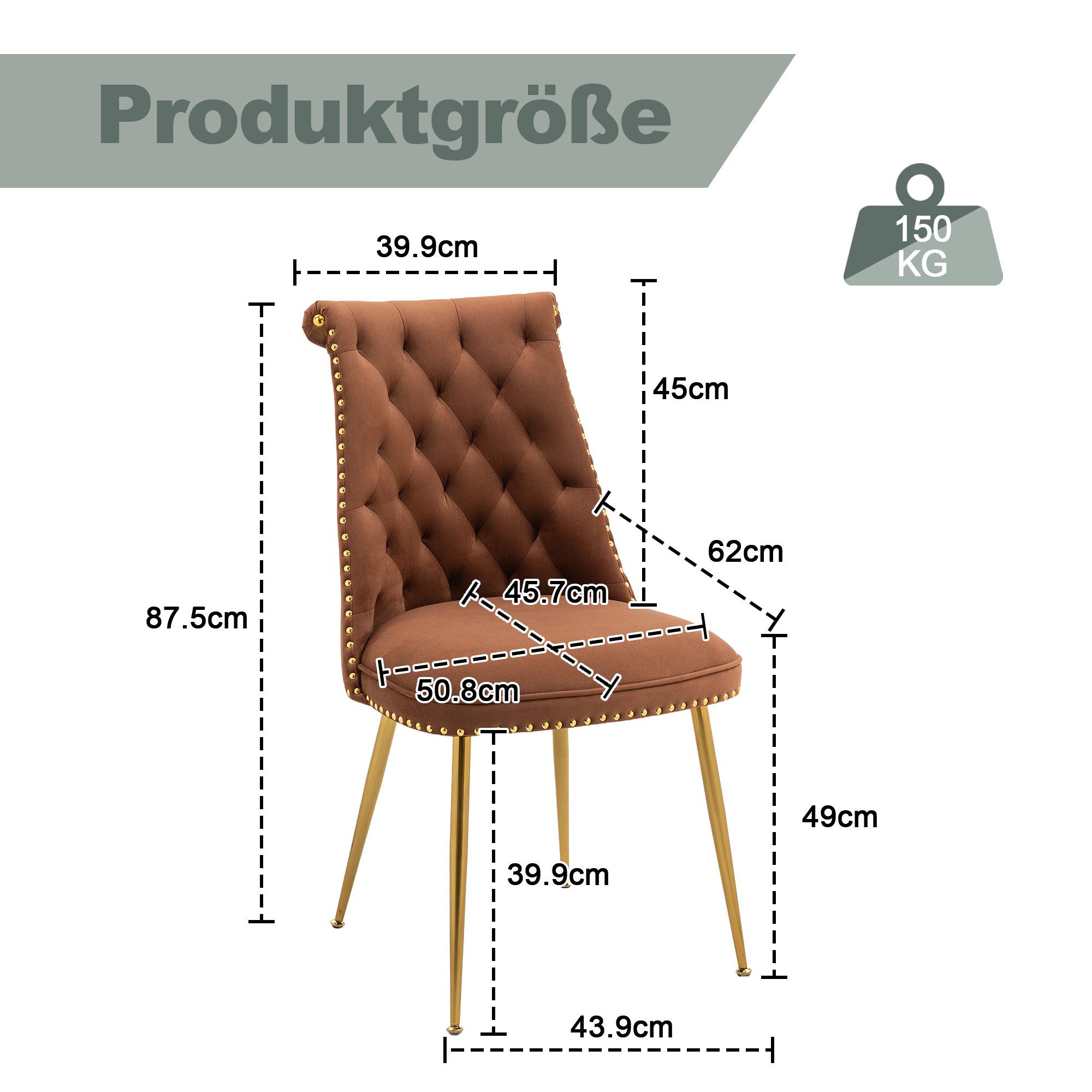 Ulife Esszimmerstuhl Samtstühle mit gepolsterter Rückenlehne günstig online kaufen