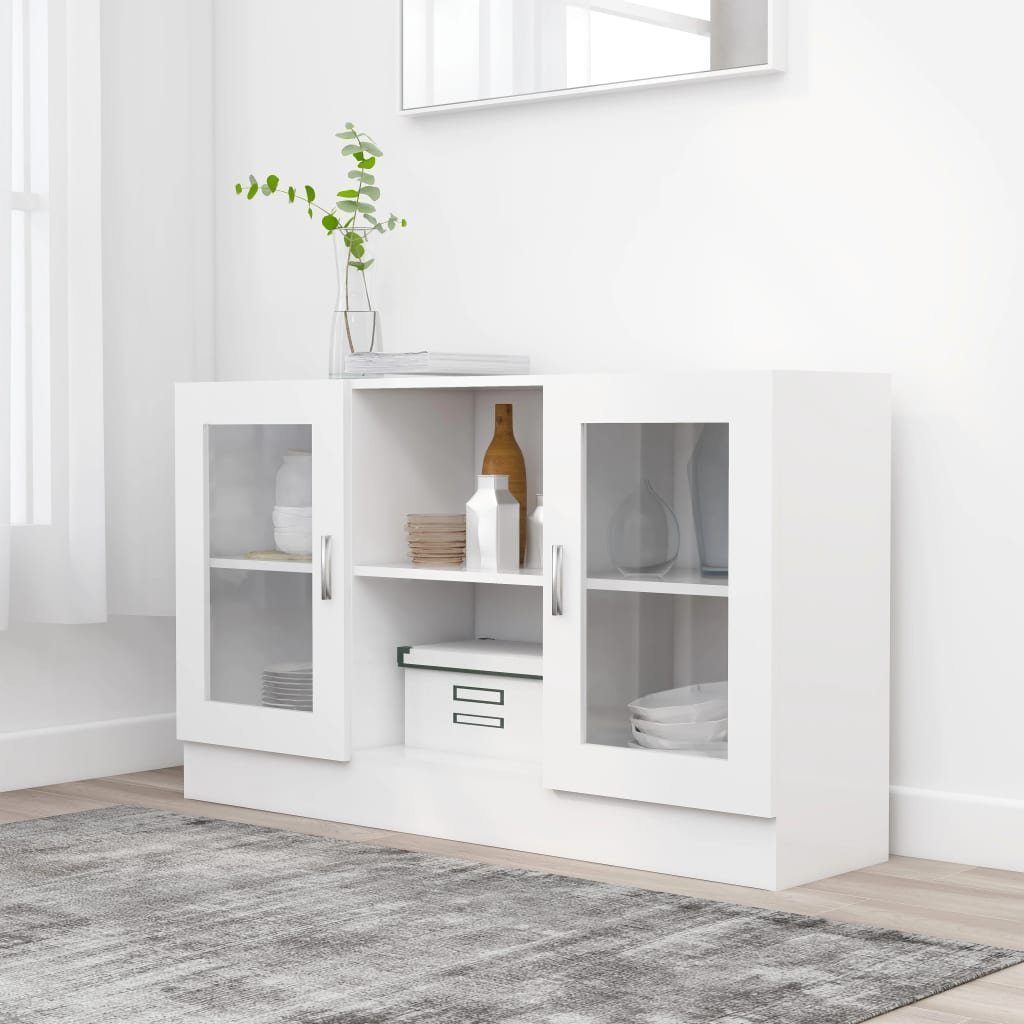 furnicato Sideboard Vitrinenschrank Weiß 120x30,5x70 cm günstig online kaufen