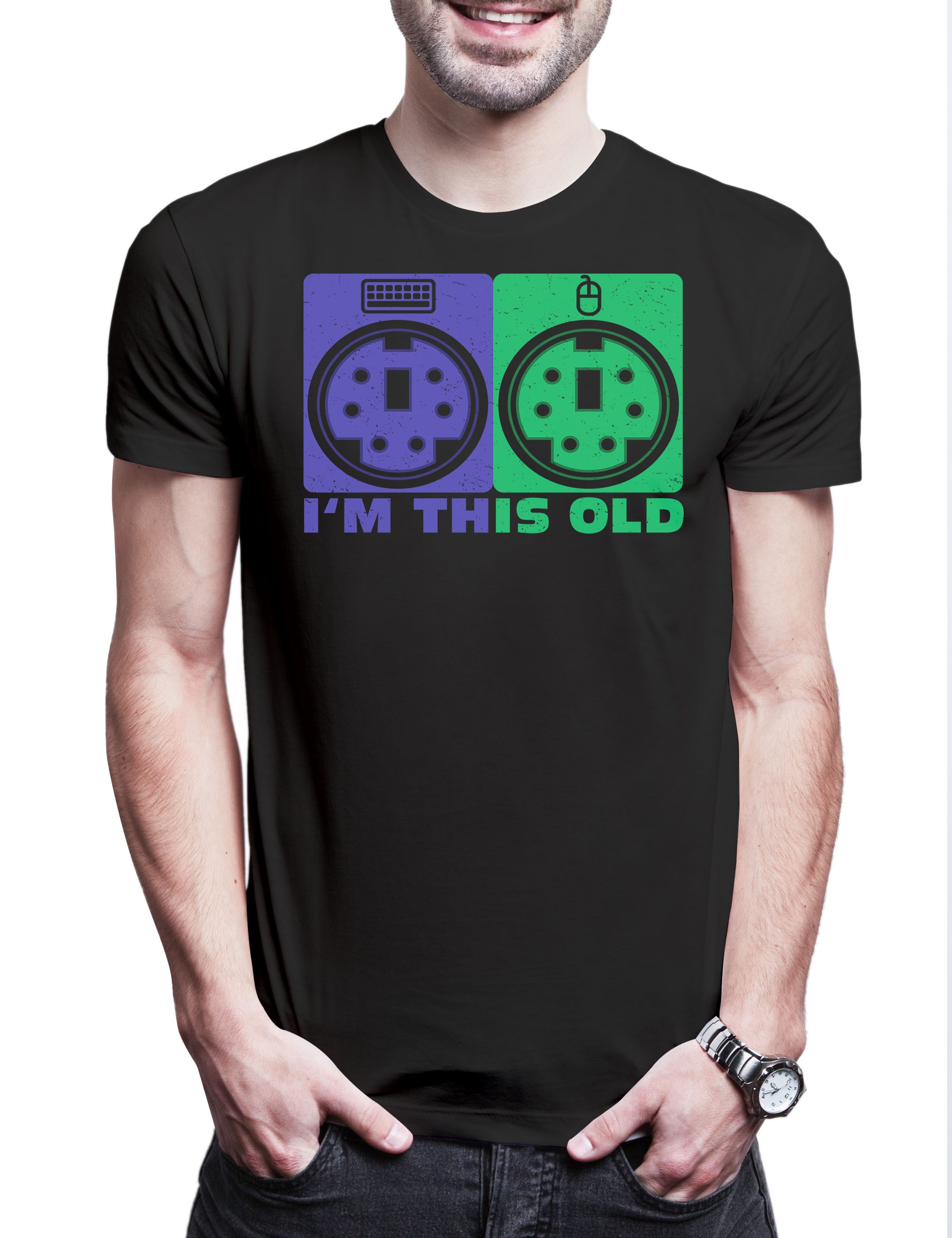 Urban Backwoods Print-Shirt I'm This Old 6 Pin Plug Herren T-Shirt Computer Maus Tastatur 80s (1-tlg) Keyboard Mouse PC Fun