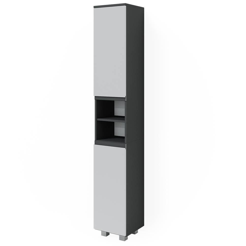 Vicco Hochschrank J-Shape, Weiß/Anthrazit, 30 x 190 cm (1-St)