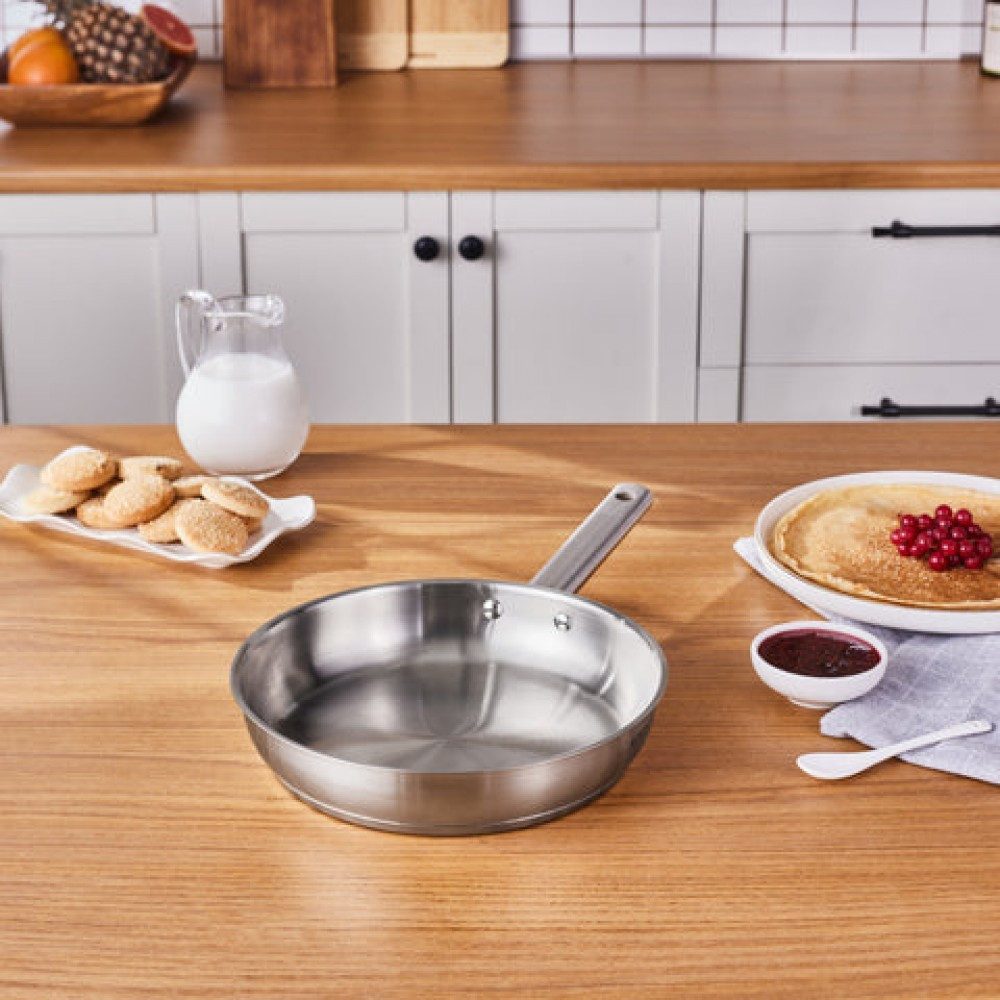 Karaca Bratpfanne Karaca Elite Edelstahl-Induktions-Bratpfanne, 24 cm, Silber
