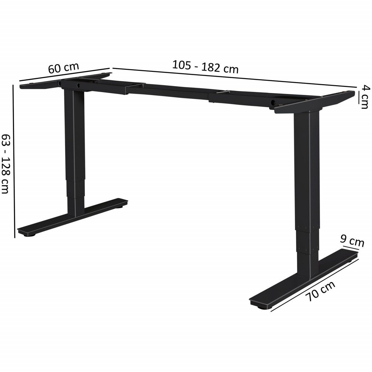 elektrisch Schreibtisch Memory höhenverstellbares Gestell mit Funktion schwarz Tischgestell furnicato