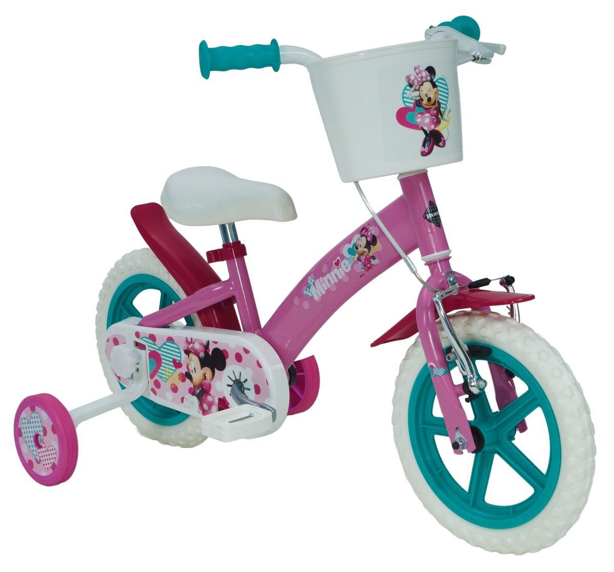 Huffy Rad 1 Mädchen Kinder Bike Gang, 12 Fahrrad 22431w, Zoll Minnie Stützräder Huffy Korb, Mouse Kinderfahrrad