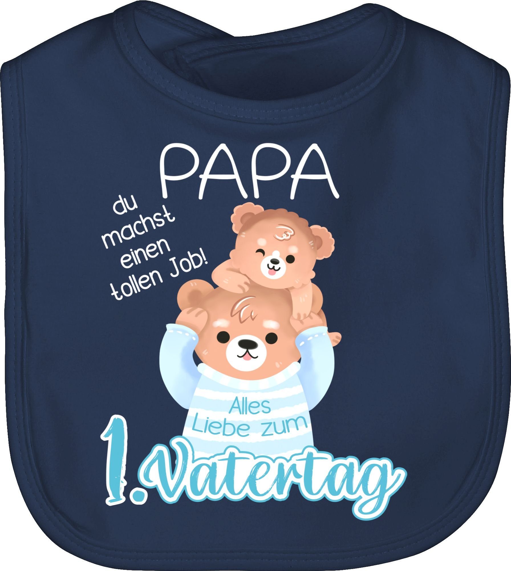 Shirtracer Lätzchen Alles Liebe zum 1. Vatertag - Papa Bär und Baby Bär, Geschenk Vatertag Baby 1 Navy Blau | Lätzchen