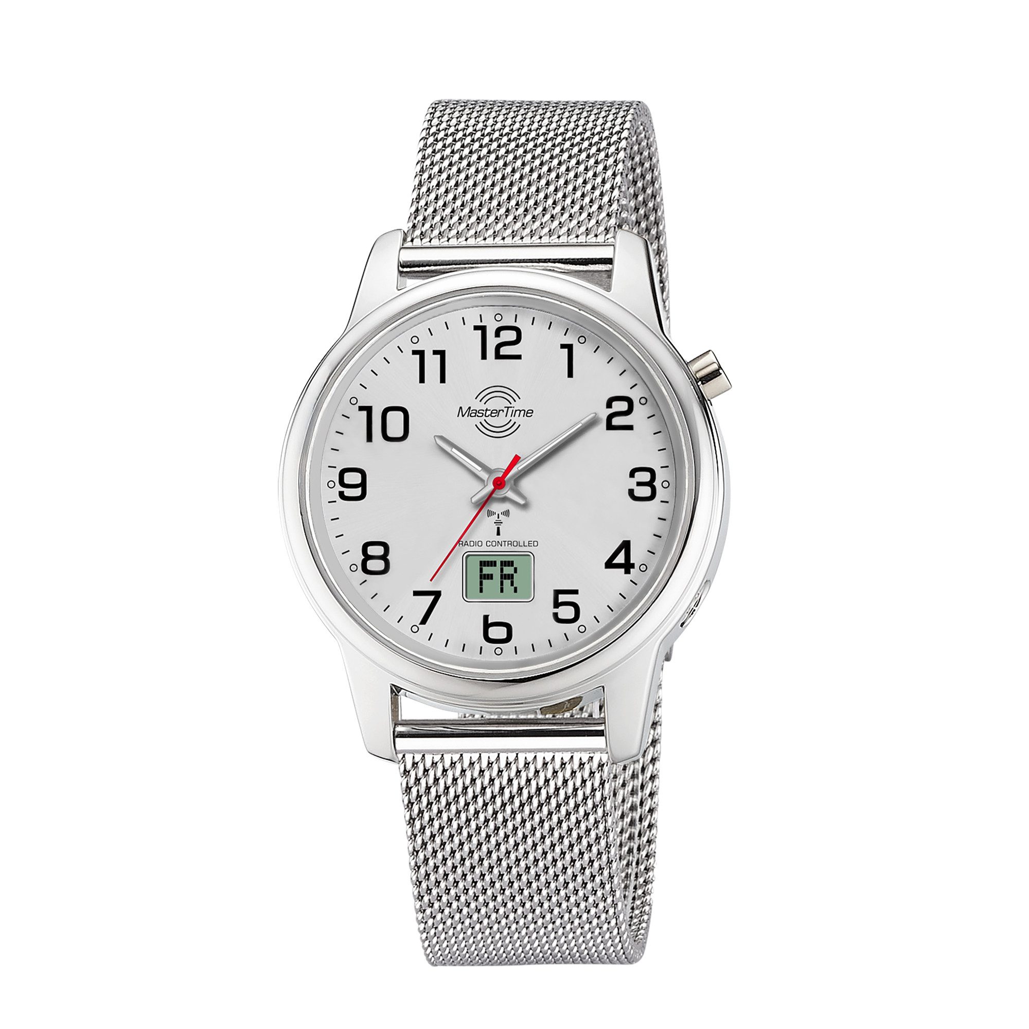 MASTER TIME Funkuhr Lady Line MTLA-101001-42M, Quarzuhr, Armbanduhr, Damenuhr, Edelstahlarmband, analog, digital