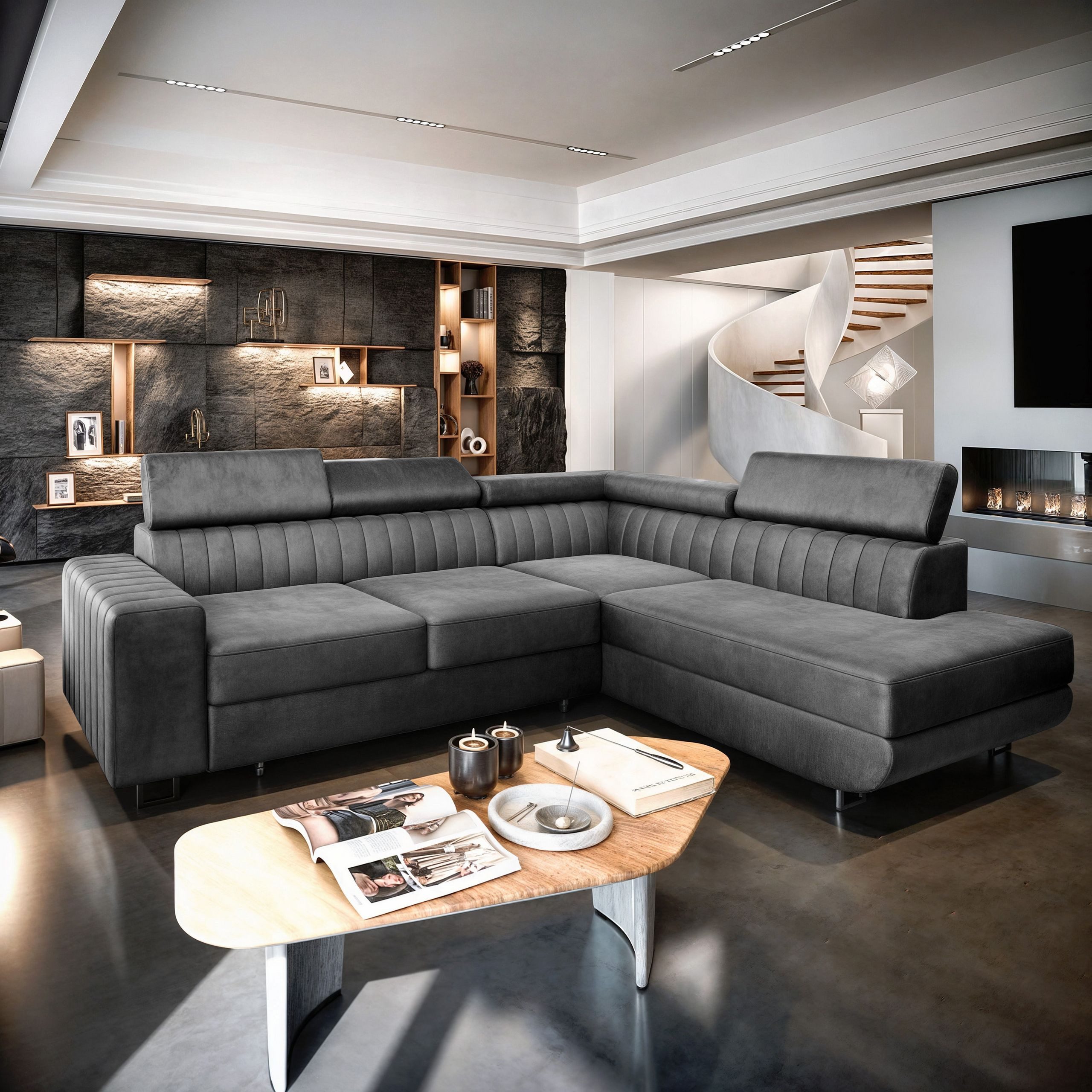 Masseno Ecksofa NOLA mit Schlaffunktion L-Form, Sofa mit Bettkasten günstig online kaufen