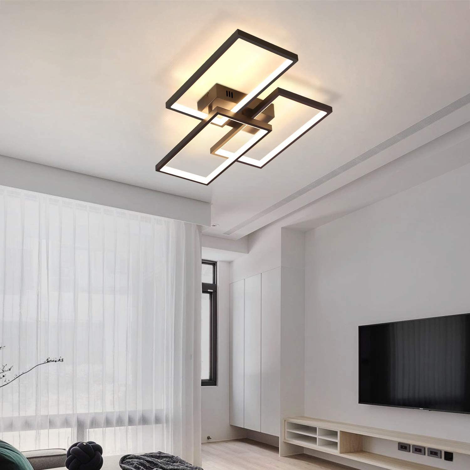ZMH LED Deckenleuchte Wohnzimmerlampe aus Metall Modern-Design, Dimmer, LED fest integriert – Bild 4 von 5