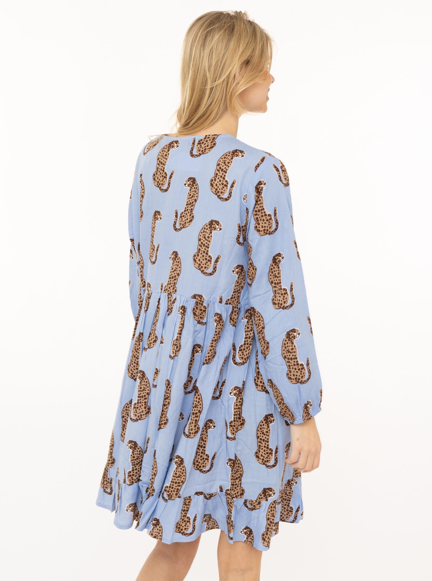 Zwillingsherz Sommerkleid "Loevely Leopard" Leopardenmotiv, mit Tassel, lange Ärmel, figurumspielend