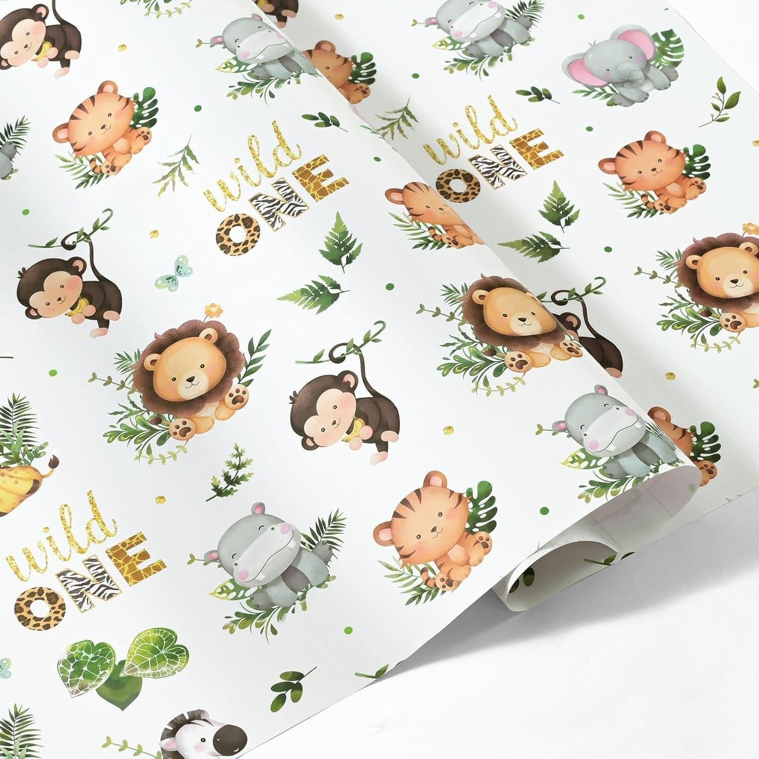 LuxusKollektion Geschenkpapier Geschenkpapier 6 Bögen 50x70 cm Tier Wald Geburtstag Baby Prärietiere