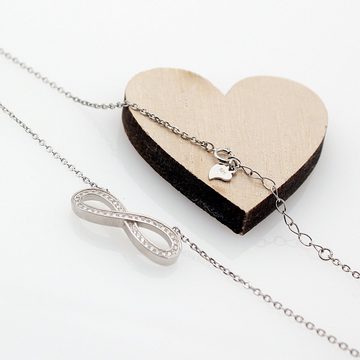 ELLAWIL Silberkette Kette mit Unendlichkeit Anhänger Zirkonia Infinity Halskette Mädchen (Kettenlänge 47 cm kürzbar auf 43,5 cm, Sterling Silber 925), inklusive Geschenkschachtel