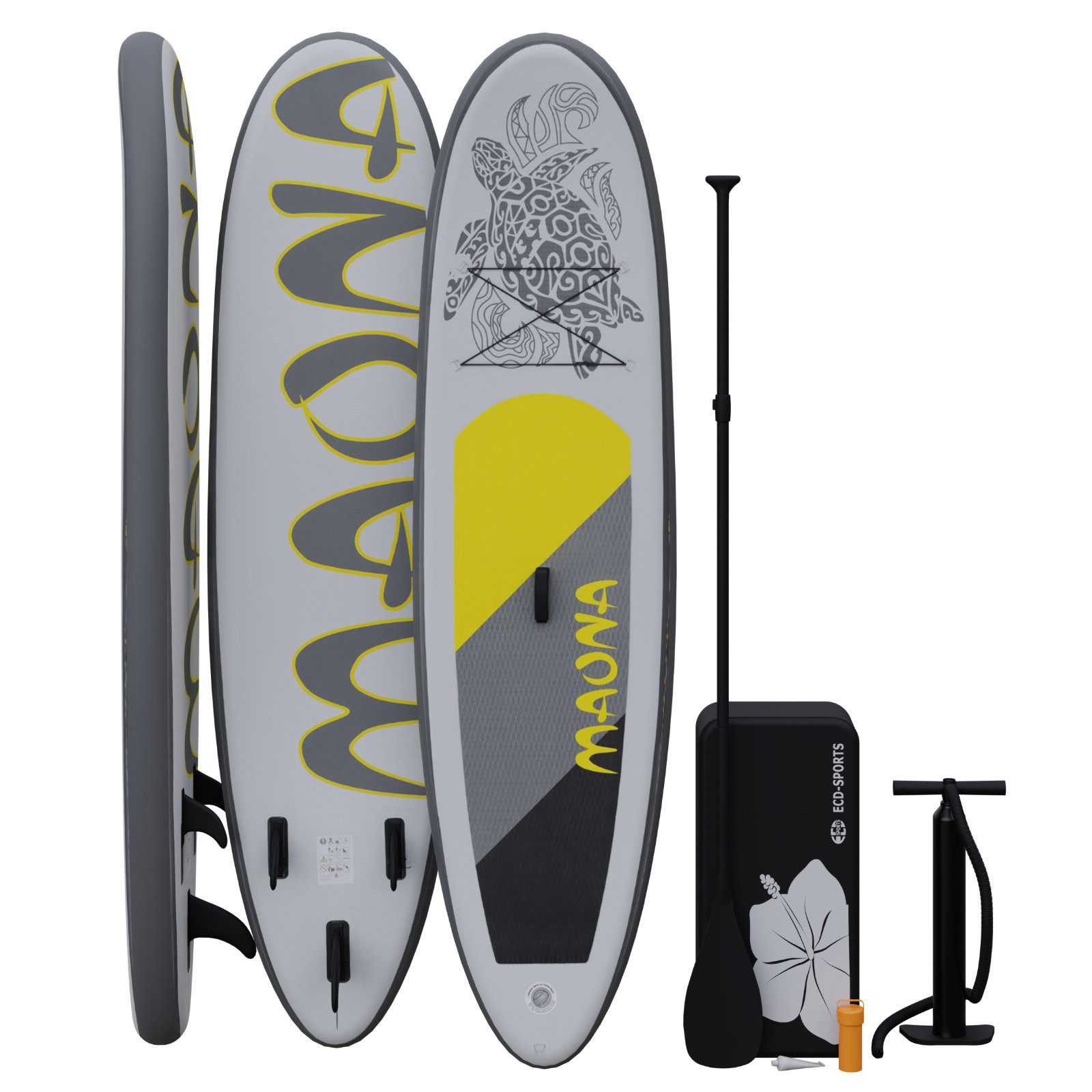 HAGO Inflatable SUP-Board Stand Up Paddle-Board MAONA SUP Board Komplettset 308 cm Länge Alu-Pad