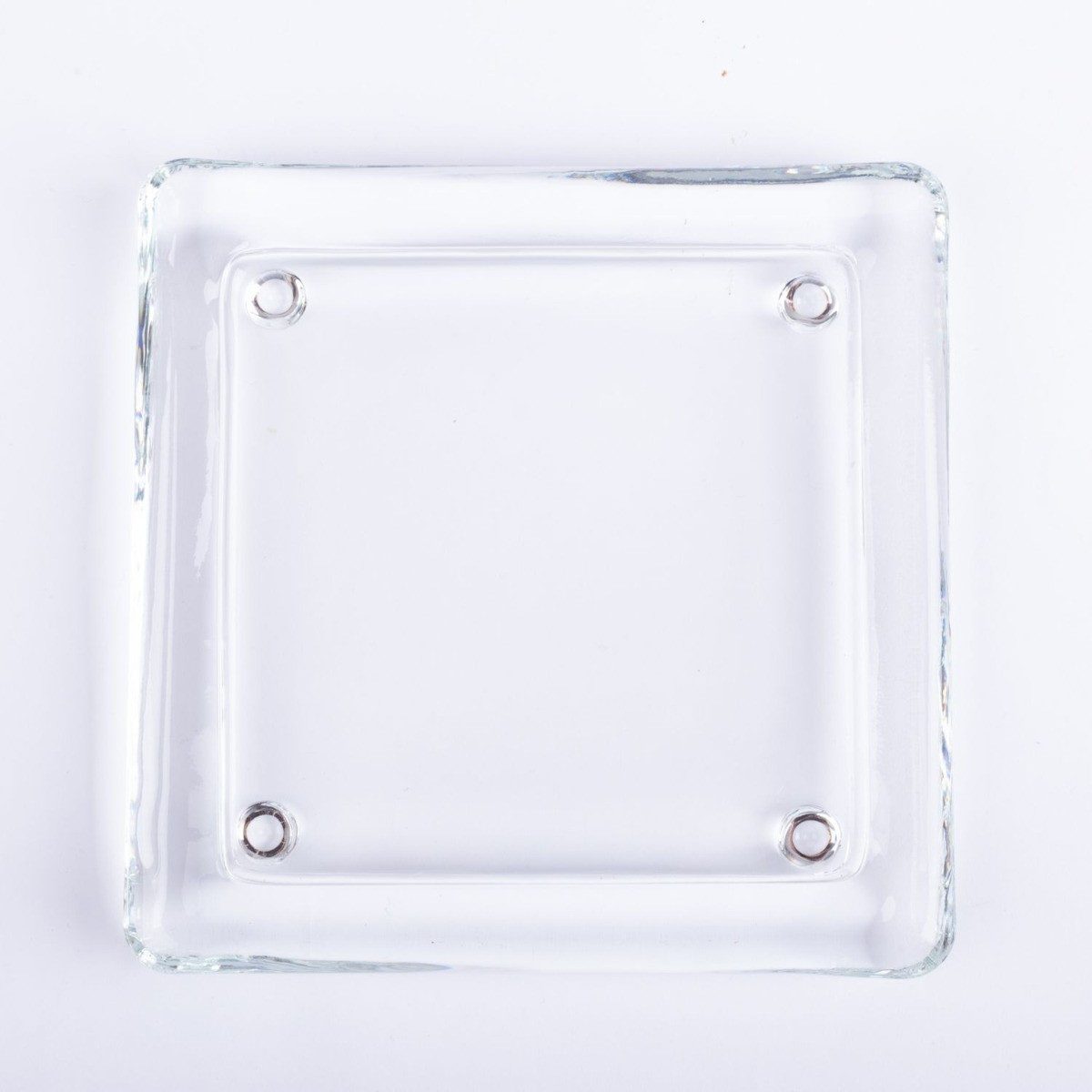 INNA-Glas Glasuntersetzer Eckiger Kerzenuntersetzer VINCENTIA aus Glas, klar, 13,6x13,6 cm