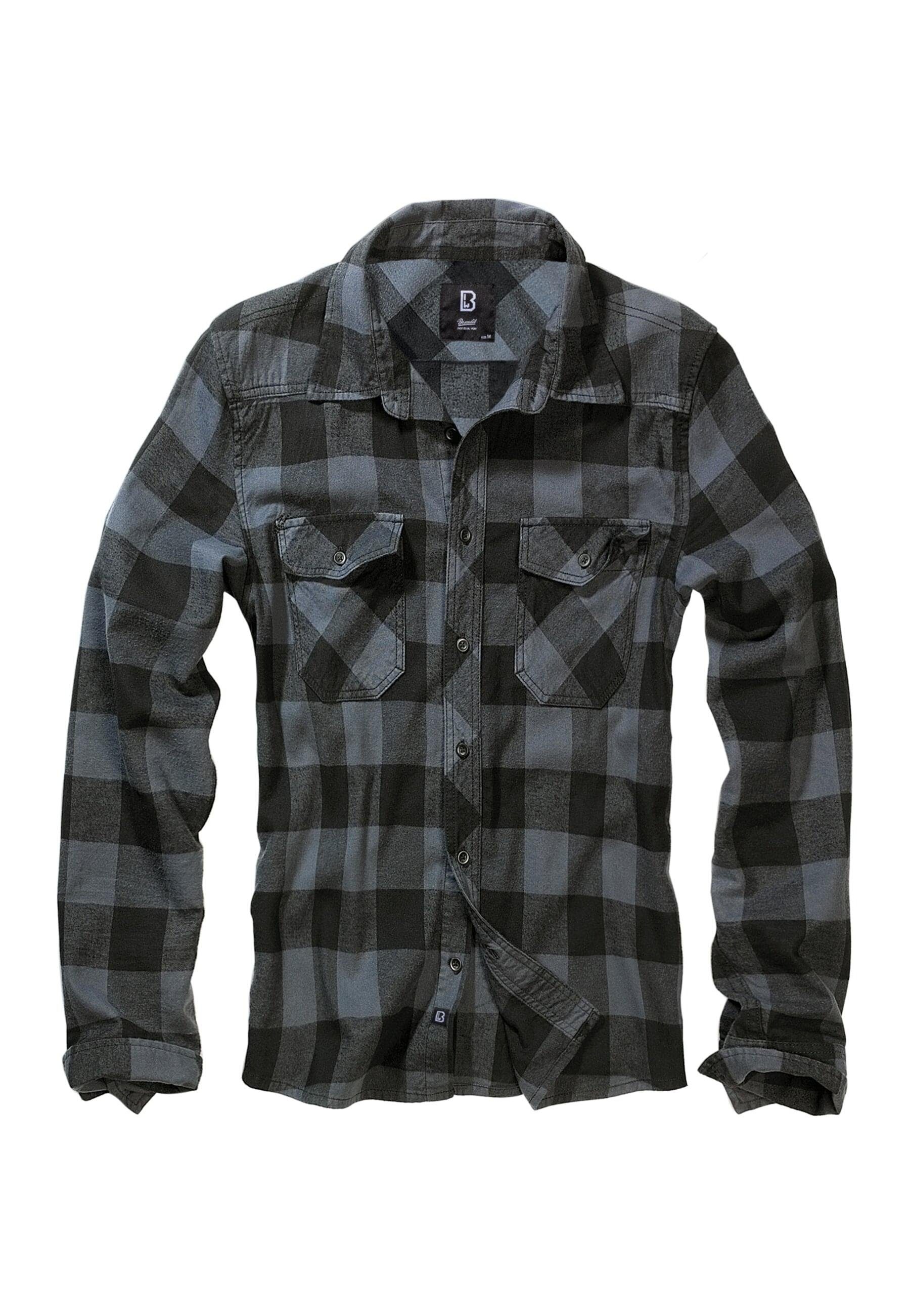 Brandit Langarmhemd Herren Checked black-grey (1-tlg) Shirt