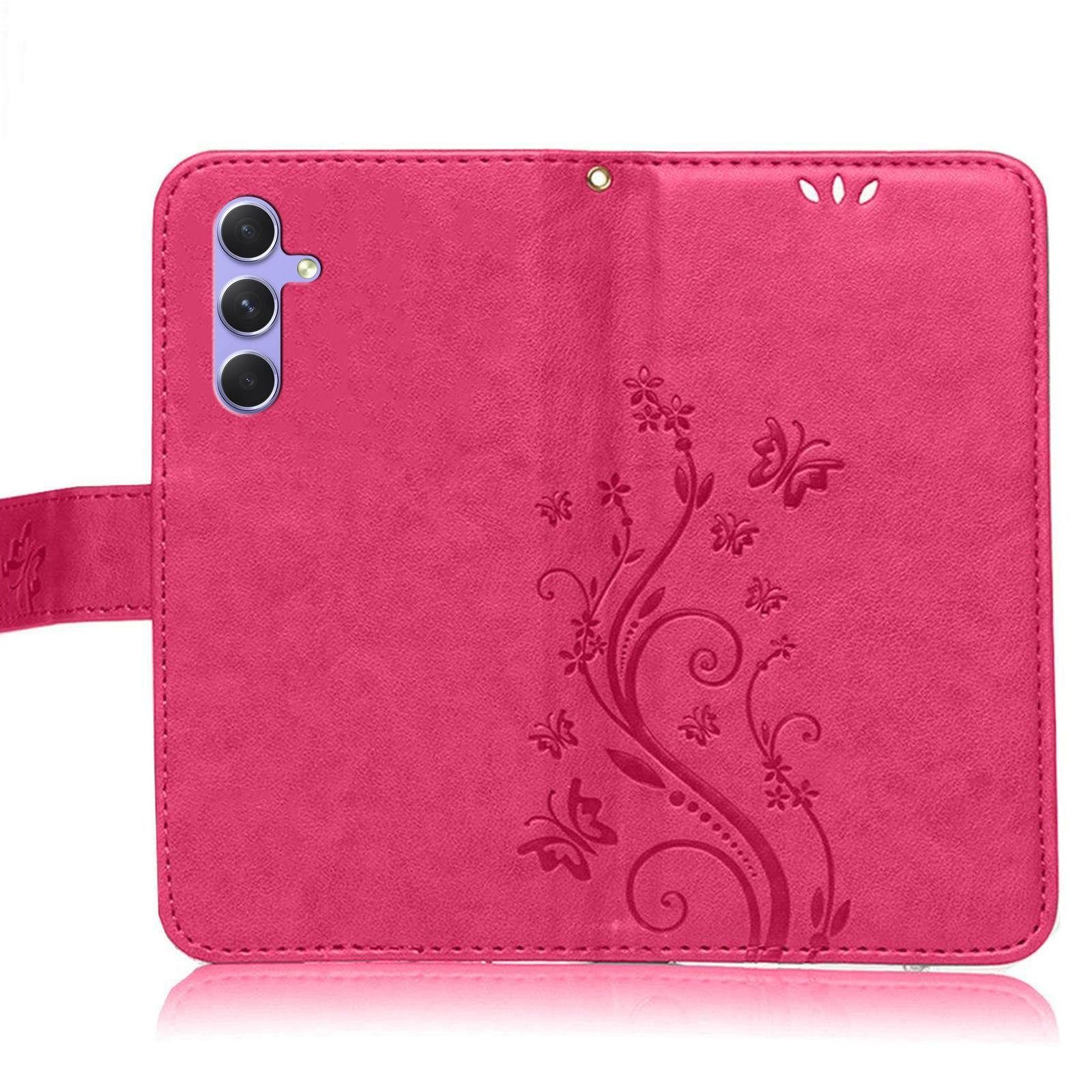 Numerva Handyhülle Bookstyle Flower für Samsung Galaxy A14 / A14 5G, Handy Tasche Schutzhülle Klapphülle Flip Cover mit Blumenmuster – Bild 4 von 5
