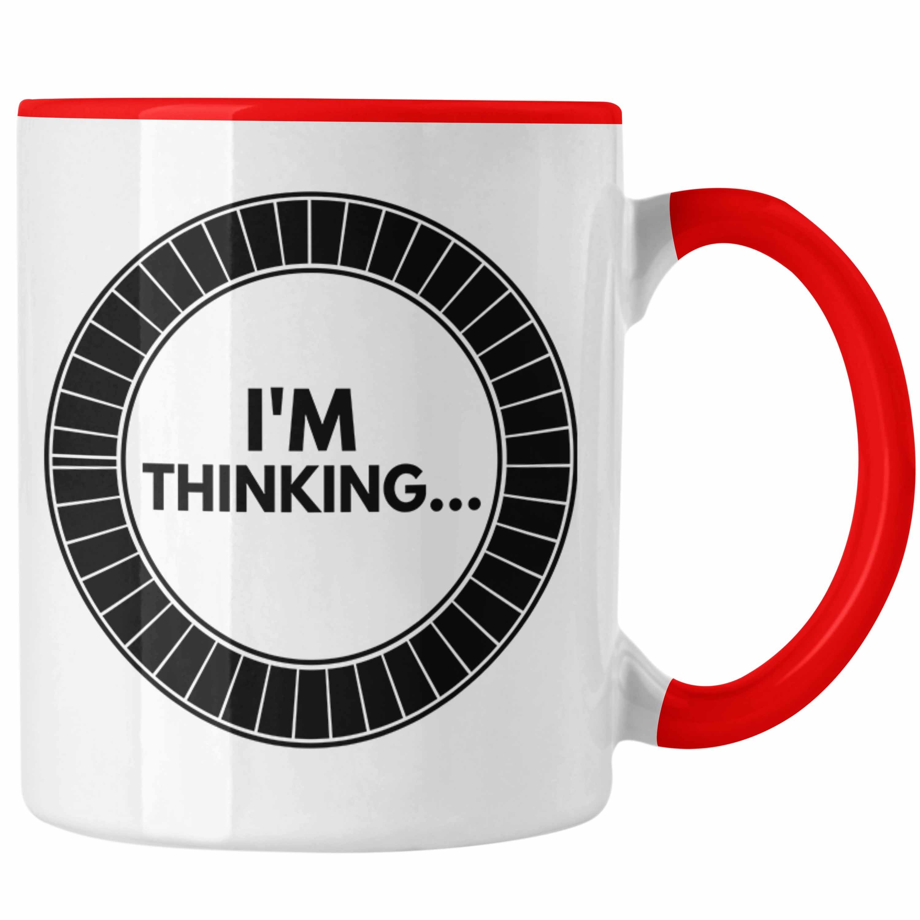 Trendation Tasse Trendation - Lustige Gamer Tasse Zocker Geschenk Gamer Gamergirl Geschenkidee Geburtstag I'm Thinkin Rot