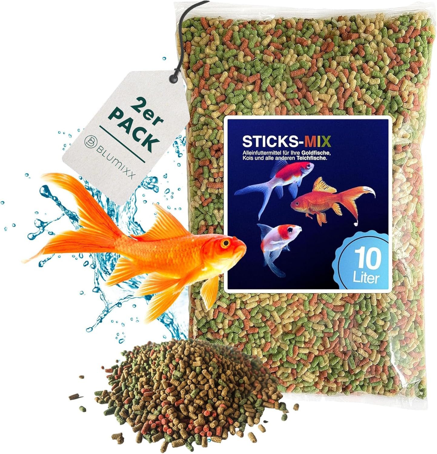 Blumixx Teichsticks bunt - Premium Futter für Fische, Teichfutter für: Fische, Teichfische