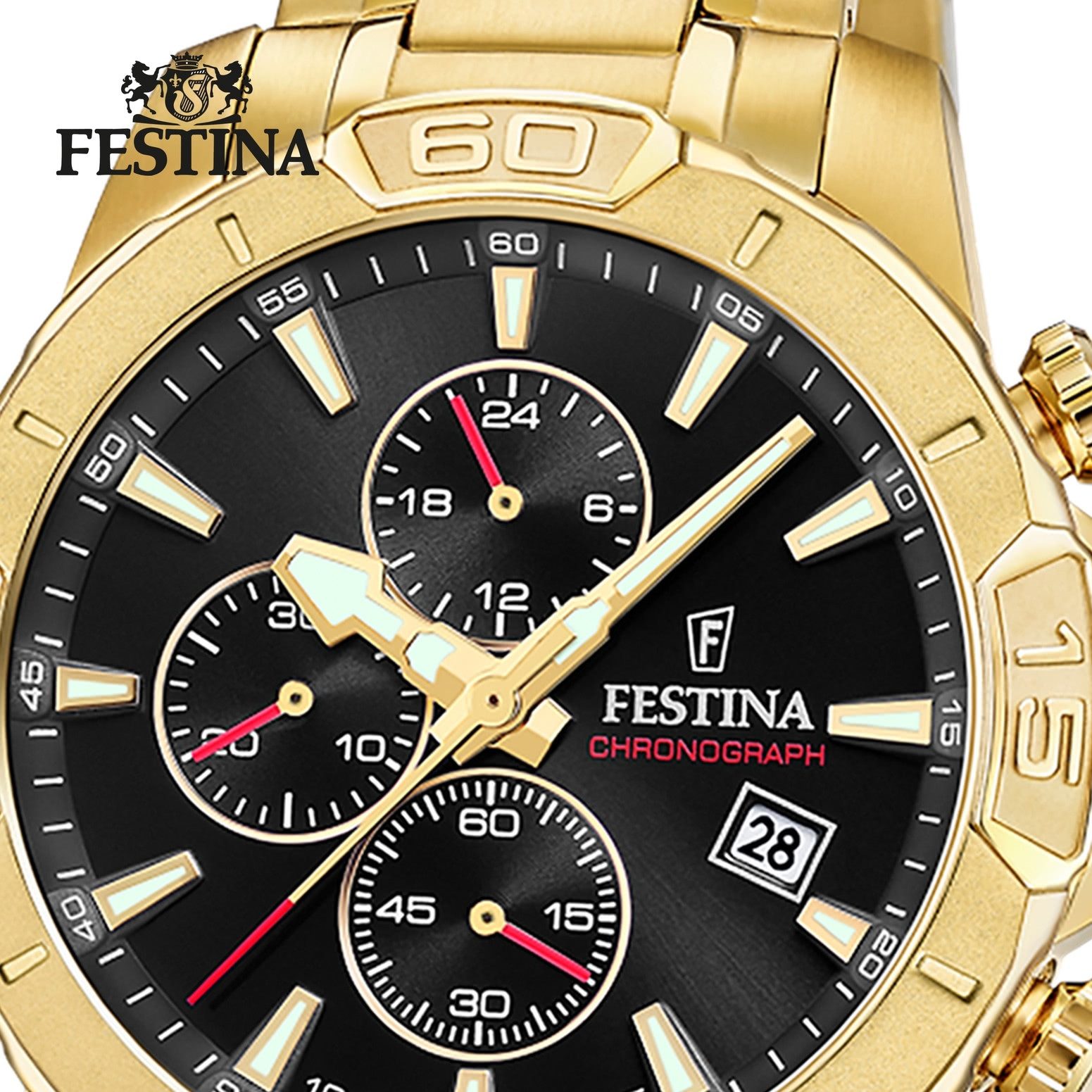 Festina Quarzuhr Festina Herrenuhr Timeless Chronograph, (Chronograph), Herren Armbanduhr rund, Edelstahlarmband gold, Elegant