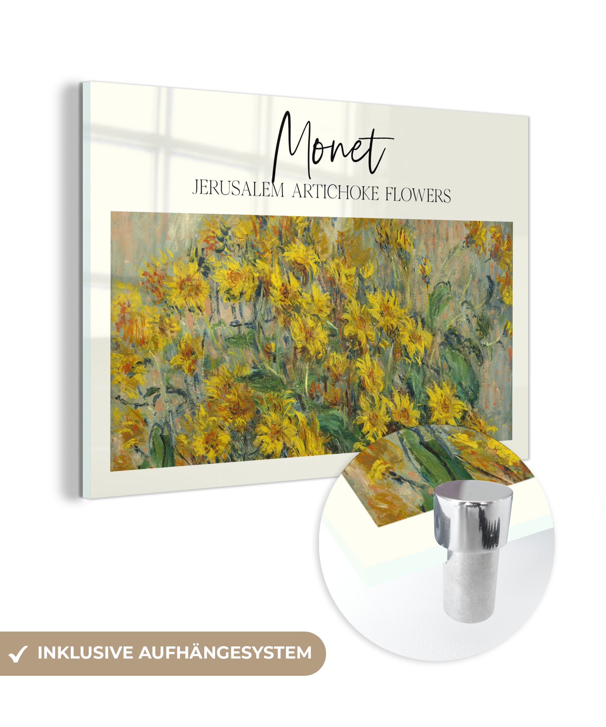 MuchoWow Acrylglasbild Malerei - Monet - Blumen, (1 St), Acrylglasbilder Wohnzimmer & Schlafzimmer