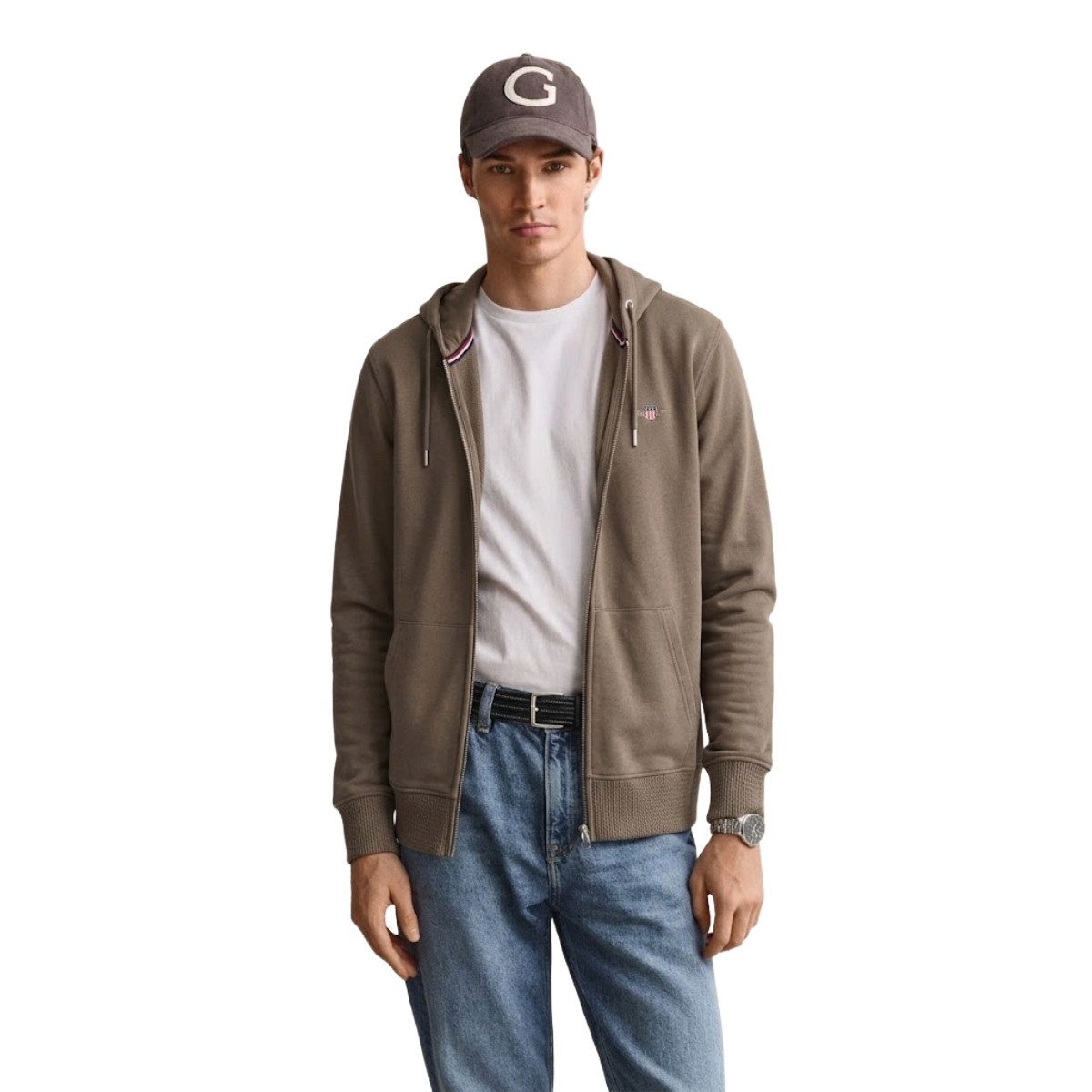 Gant Kapuzenstrickjacke 2007059 Herren Sweatjacke Regular Fit Full Zip Sweat Kapuzenstrickjacke