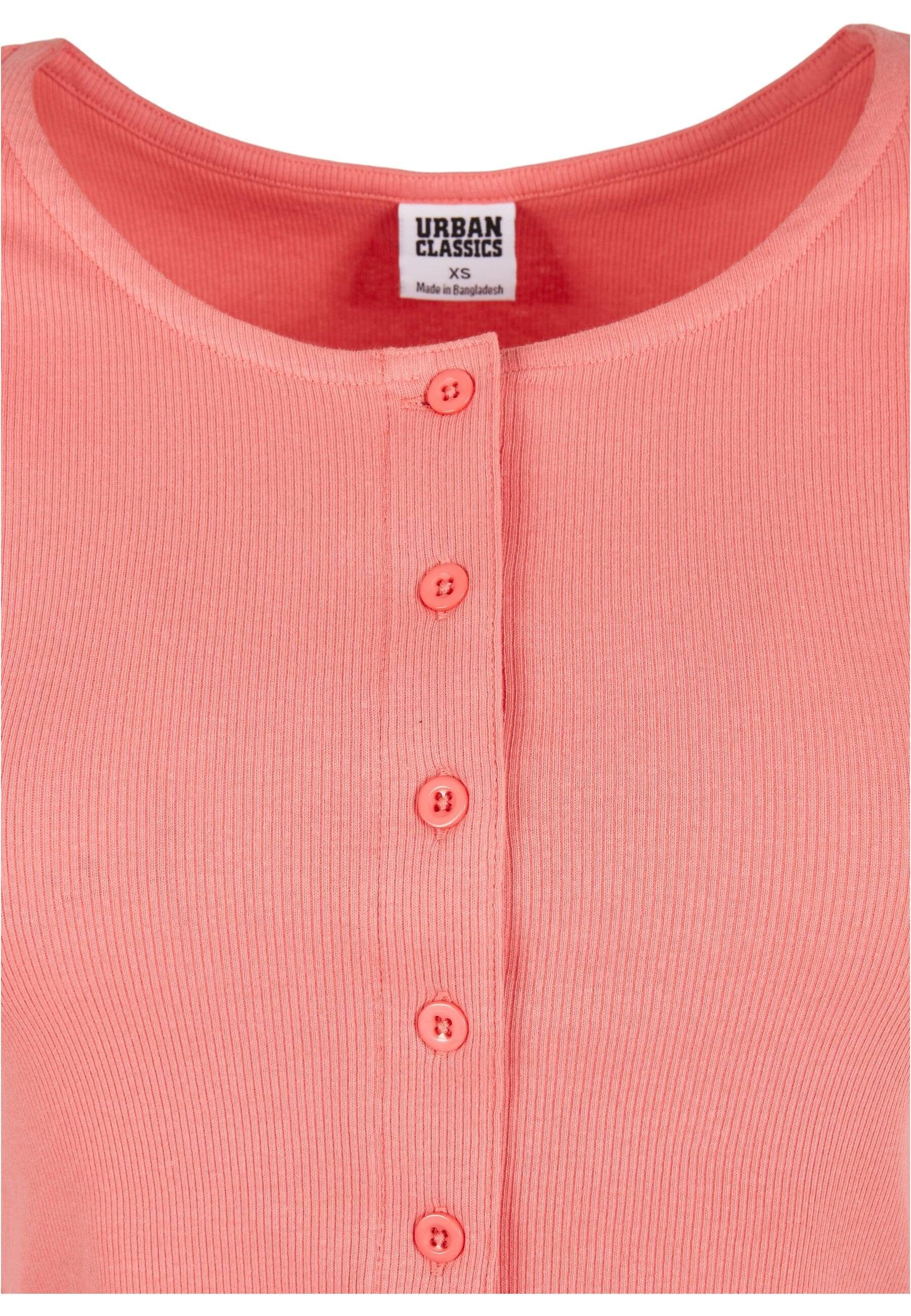 URBAN CLASSICS Shirtjacke Damen Ladies Button Rib palepink (1-tlg) Tee Up Cropped