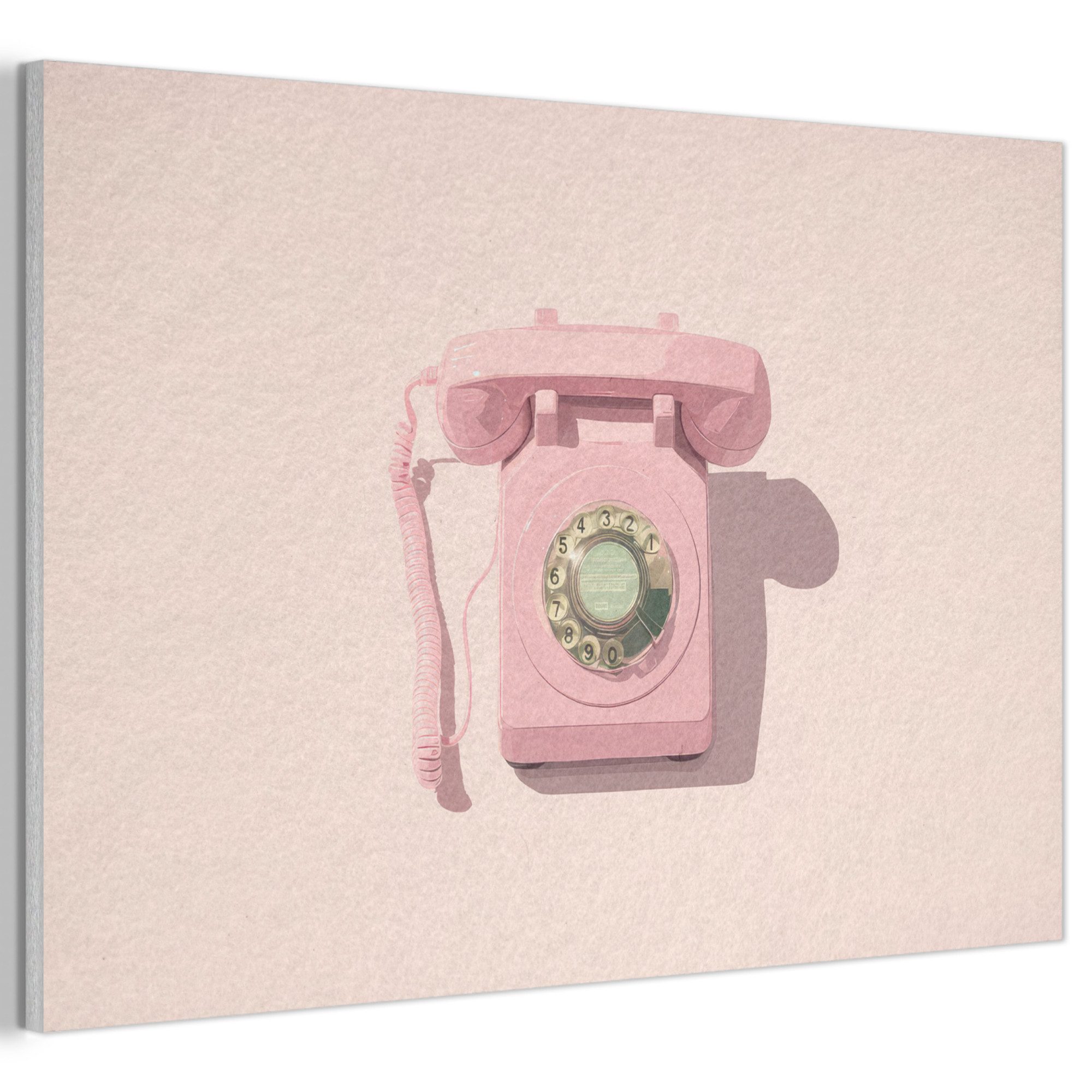 MuchoWow Gemälde Drehbares Telefon - Retro - Rosa, Fotodruck (1 St), Akustikbilder Schallabsorber, Wandpaneele, Akustikpaneele 60x40 cm