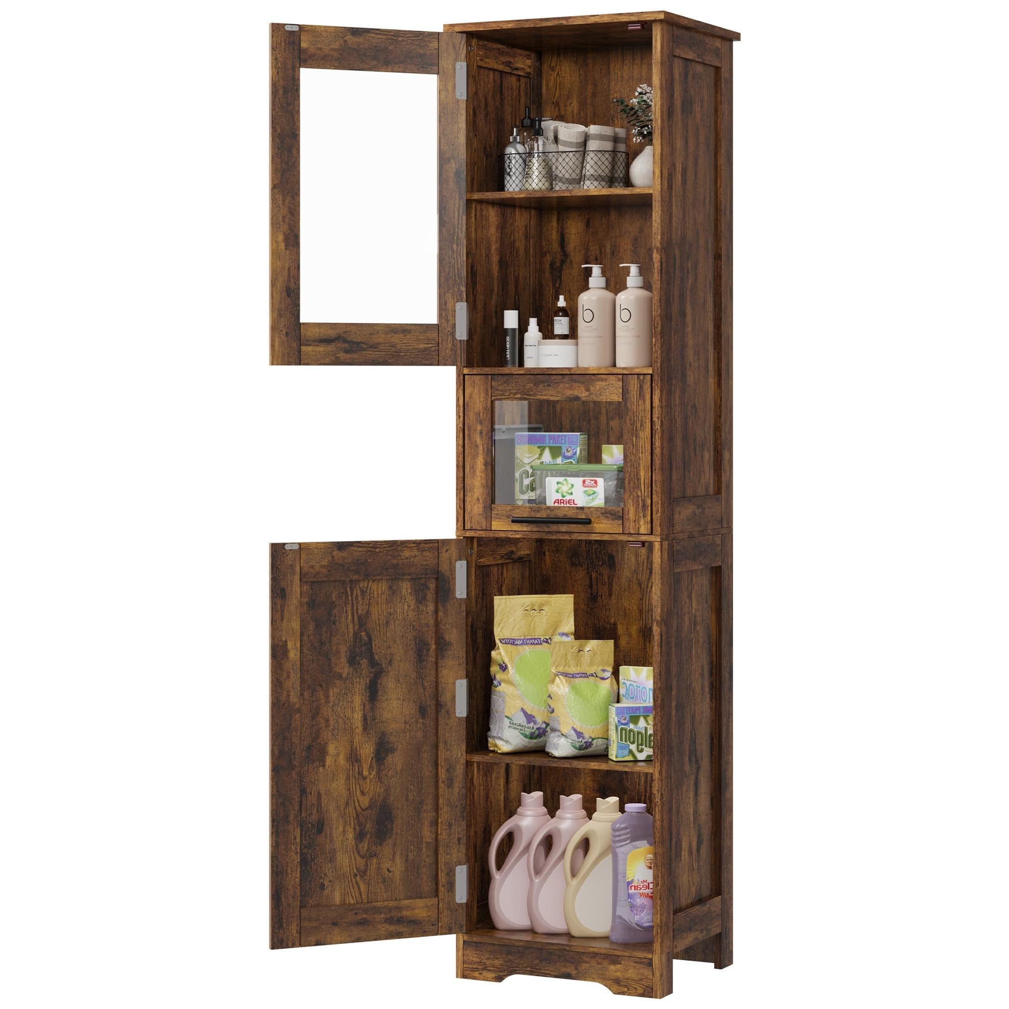 GarveeMore Hochschrank Badezimmerschrank Badschrank Badkommode Badezimmermöbel