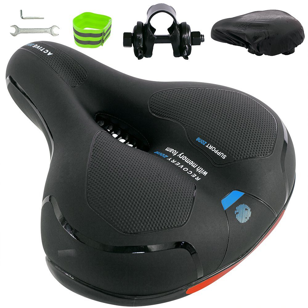 Melko Fahrradsattel Ergonomischer Fahrradsattel Stahl mit Gel Memory-Schaum Mountainbike (Stück), Atmungsaktiv