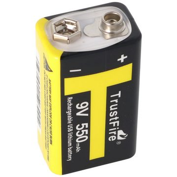 Trustfire 7,4 Volt 9V-Block 6LR61 6F22 7.4V 550mAh BMS geschützt mit USB Ladefu Akku 550 mAh (7,4 V)