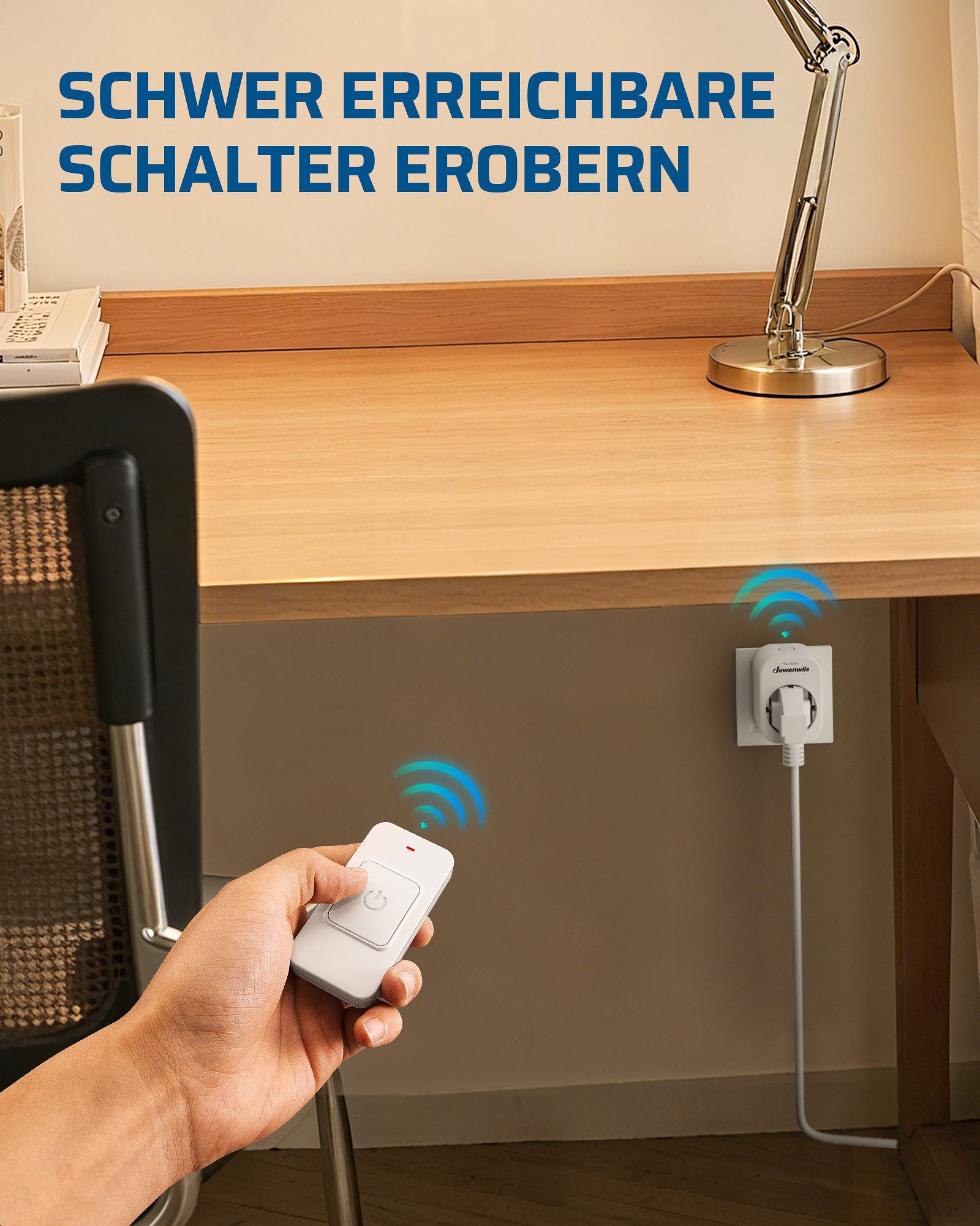 DEWENWILS Funksteckdose mit Fernbedienung, max. 3680 W, 1-St., 30 m Reichweite, Fernbedienung magnetisch befestigbar – Bild 5 von 5