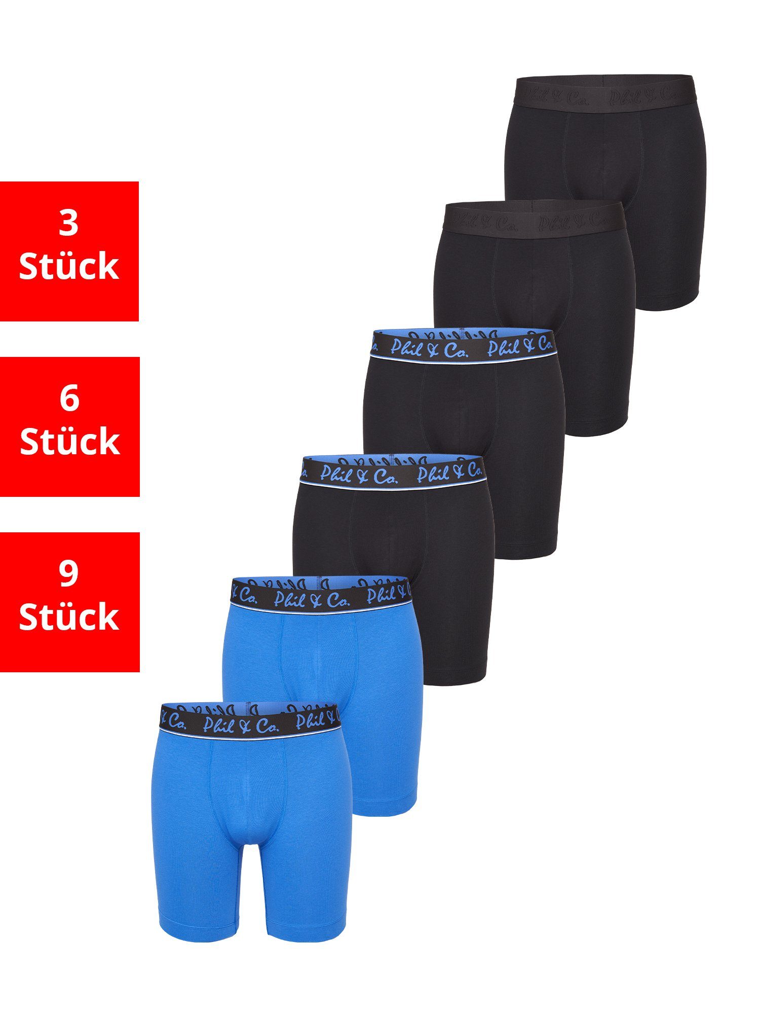 Phil & Co. Langer Boxer Long Boxer Briefs (6-St) Retroshorts - langes Bein günstig online kaufen