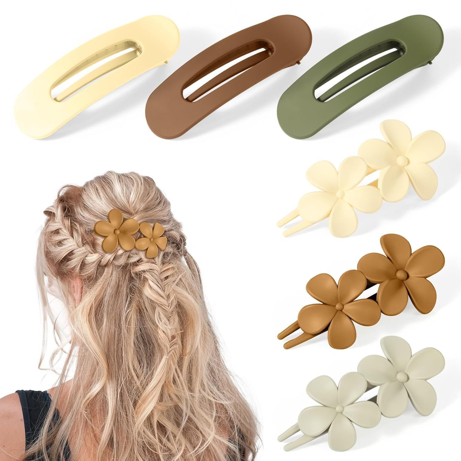 Coonoor Haarklammer 6 Stück Haarspangen Groß, 11 cm Rutschfester mit Starkem Halt, 6-tlg., Haarklammern Haarstyling-Zubehör für Damen Mädchen
