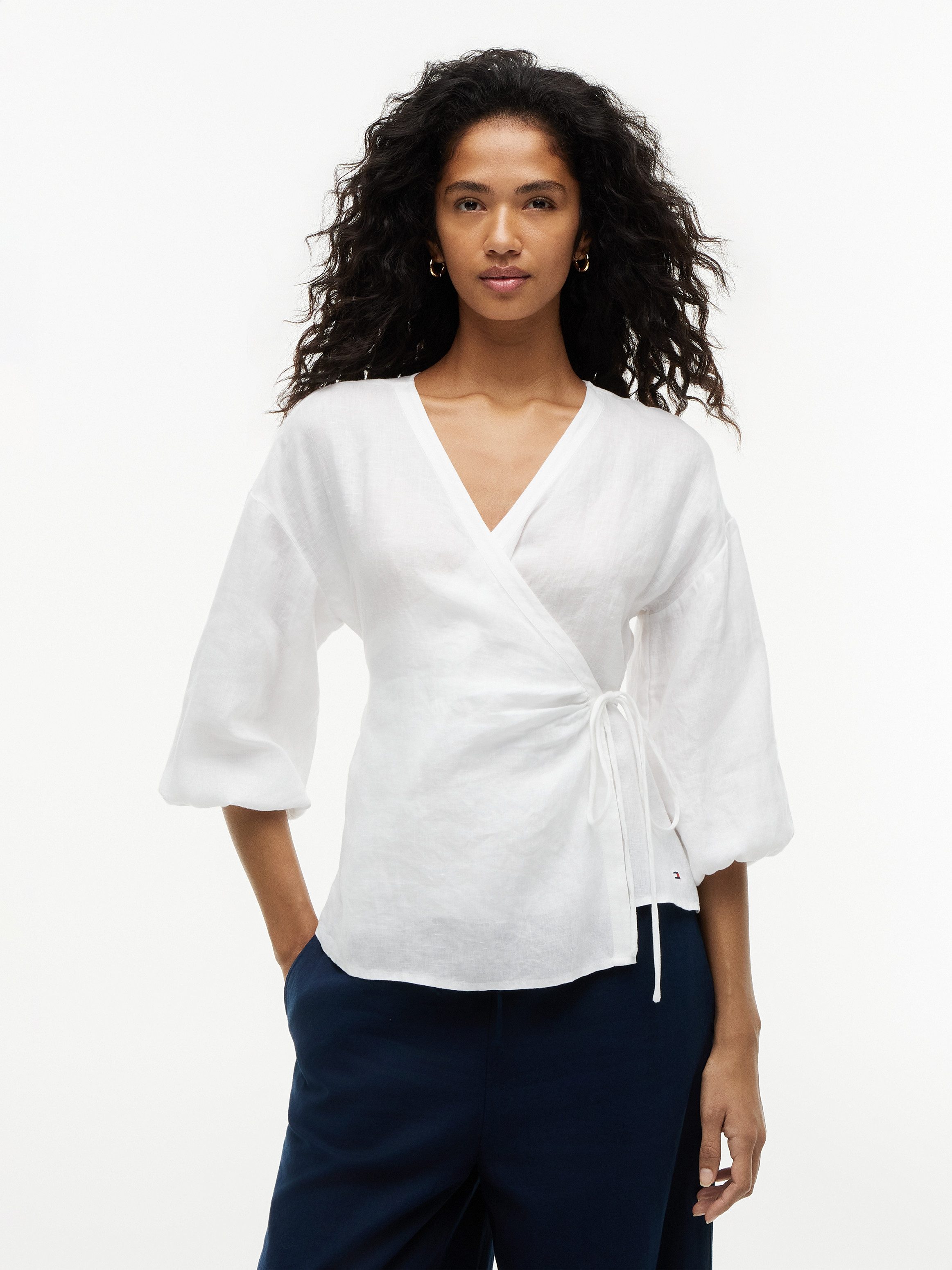 Tommy Hilfiger Wickelbluse SUMMER LINEN WRAP TIE BLOUSE Leinen