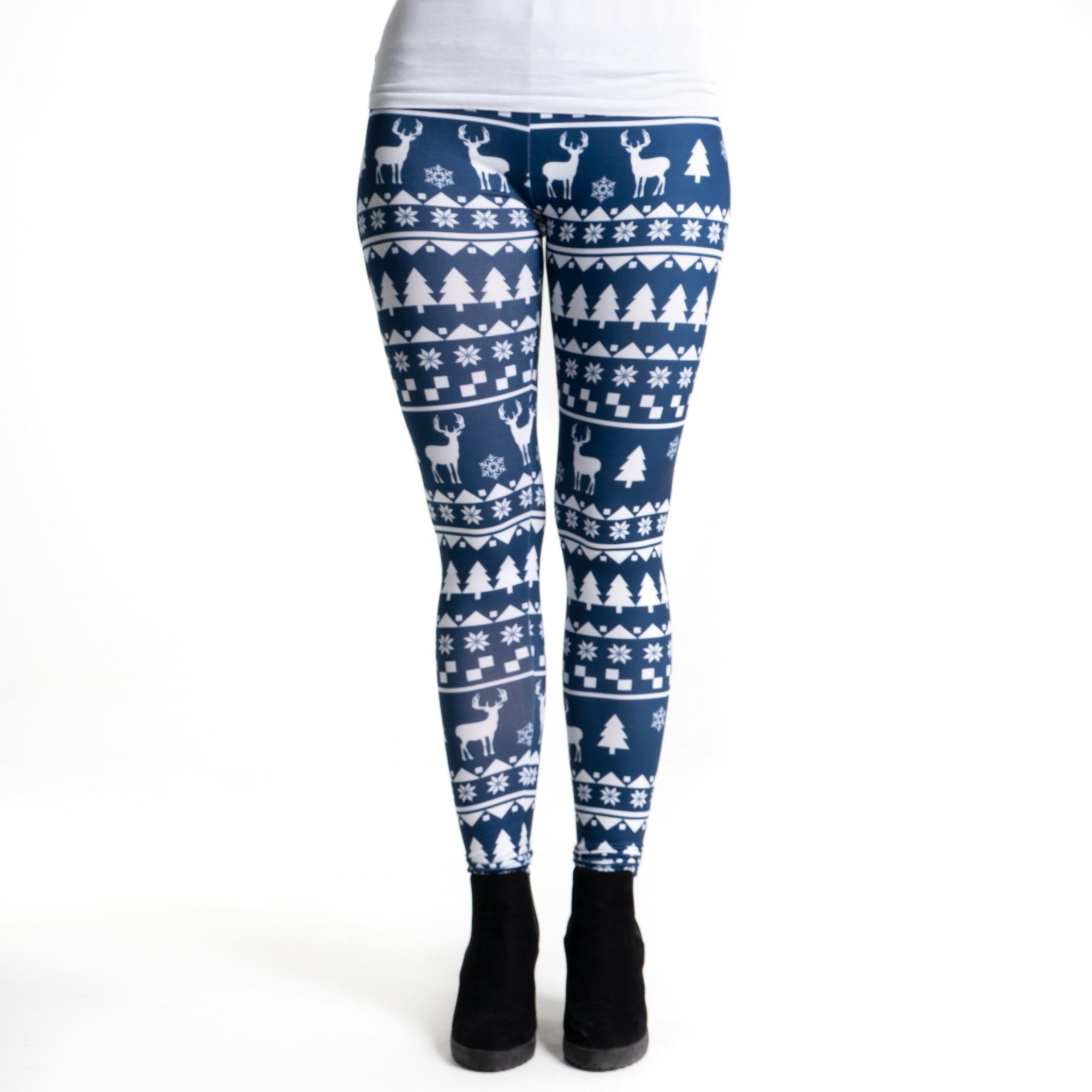 cosey Leggings Christmas-Line Leggings in verschiedenen Motiven (Einheitsgröße XS-L) Blue Christmas