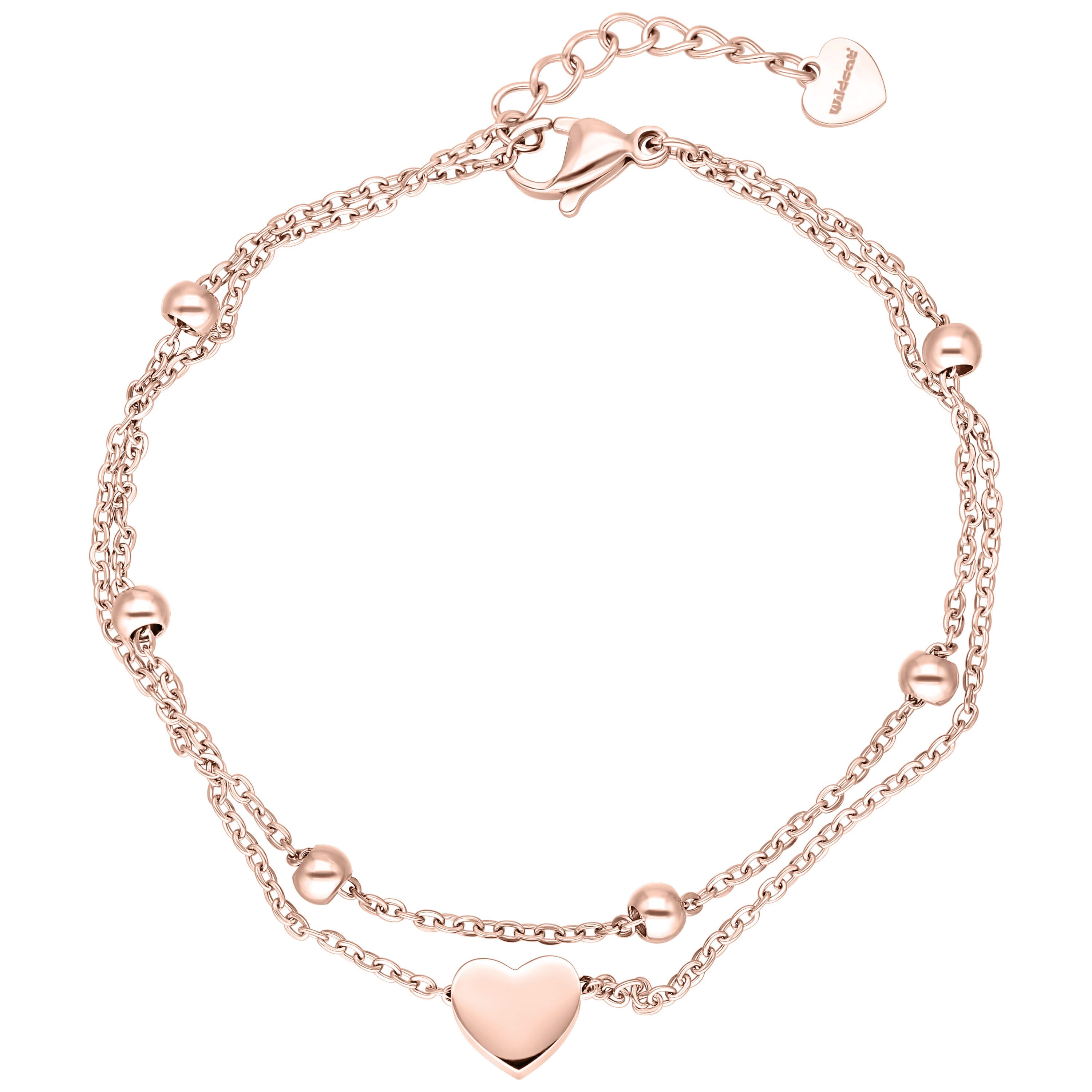 Wildcat Armband Little Heart Armband Double Row - Roségold, Chirurgenstahl 316L - wasserfest, langlebig, hautverträglich