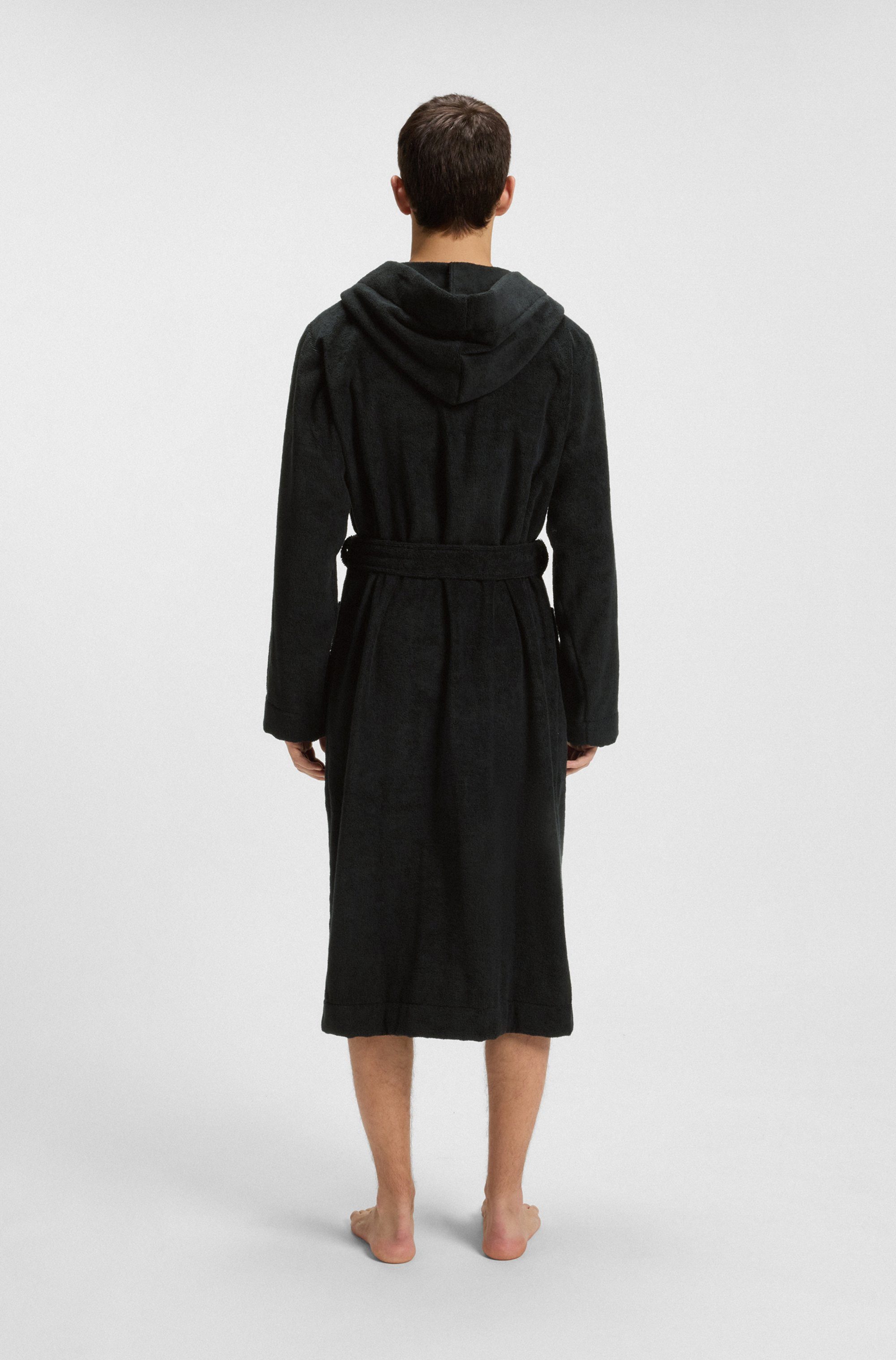 HUGO Bademantel Terry Gown Hooded, Midilänge, Baumwolle, mit Kapuze & kontr günstig online kaufen