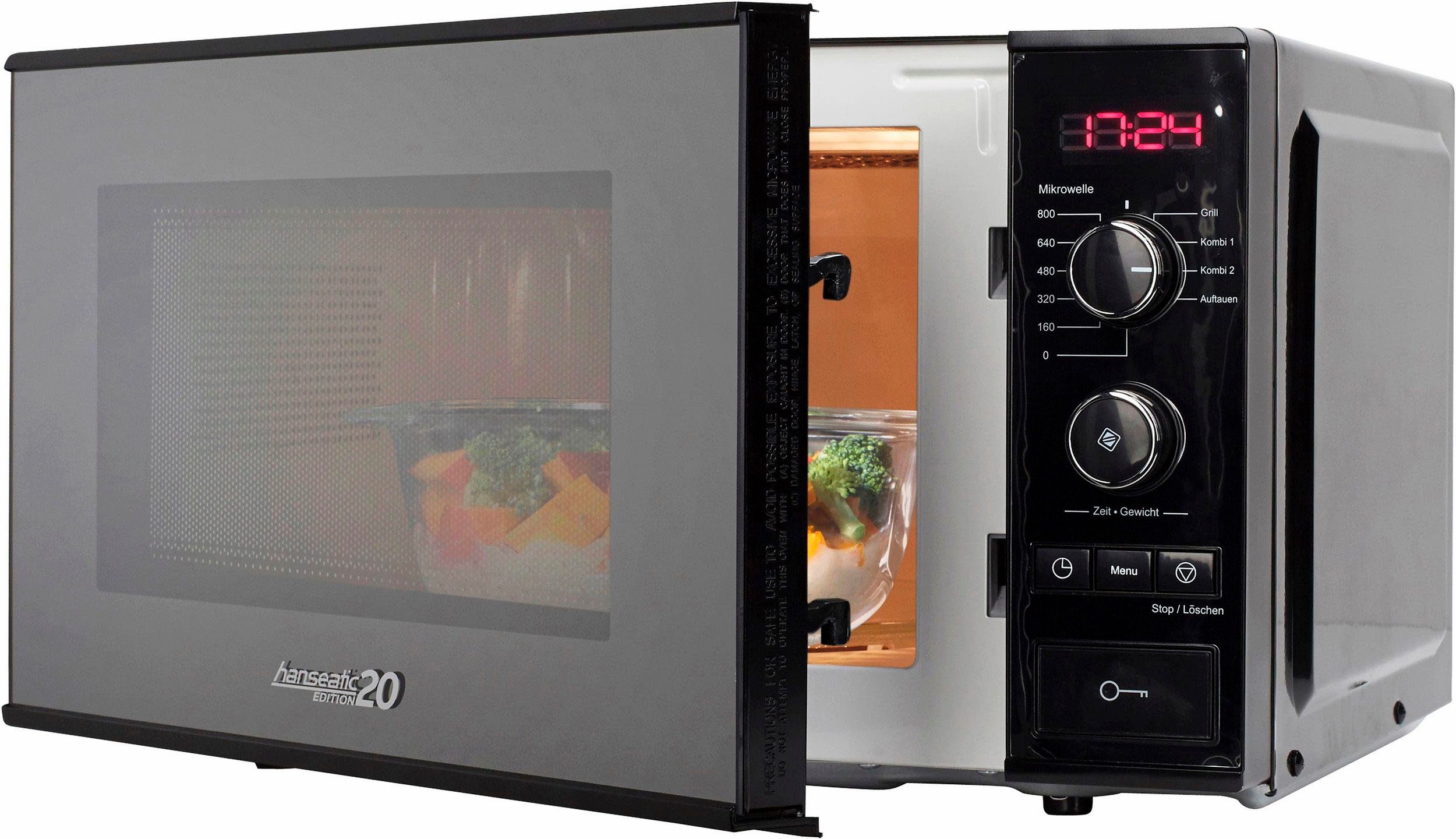 Hanseatic Mikrowelle 63147329, 2 in 1, Grill, 20 l, Grill, 9 Automatikprogramme, Auftaufunktion