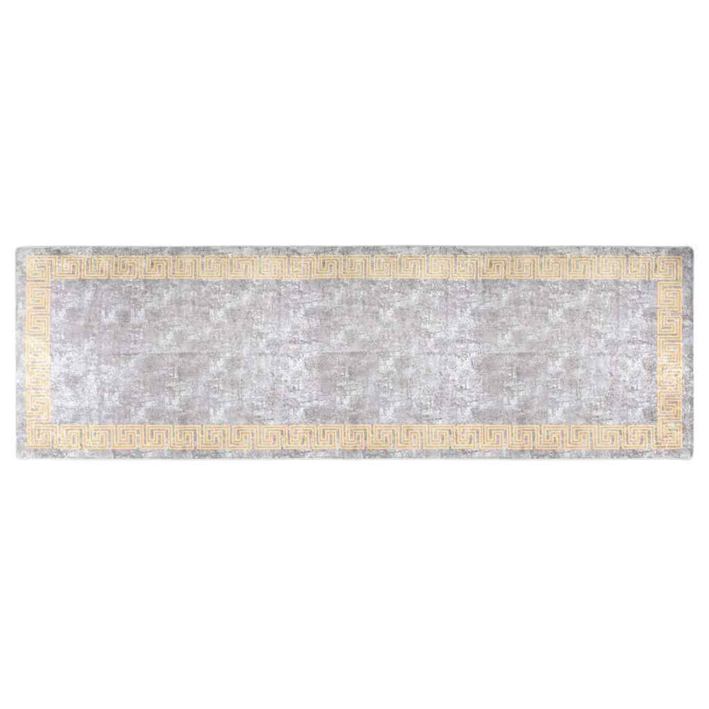 vidaXL Teppich Teppich Waschbar 80x300 cm Grau, Rechteckig