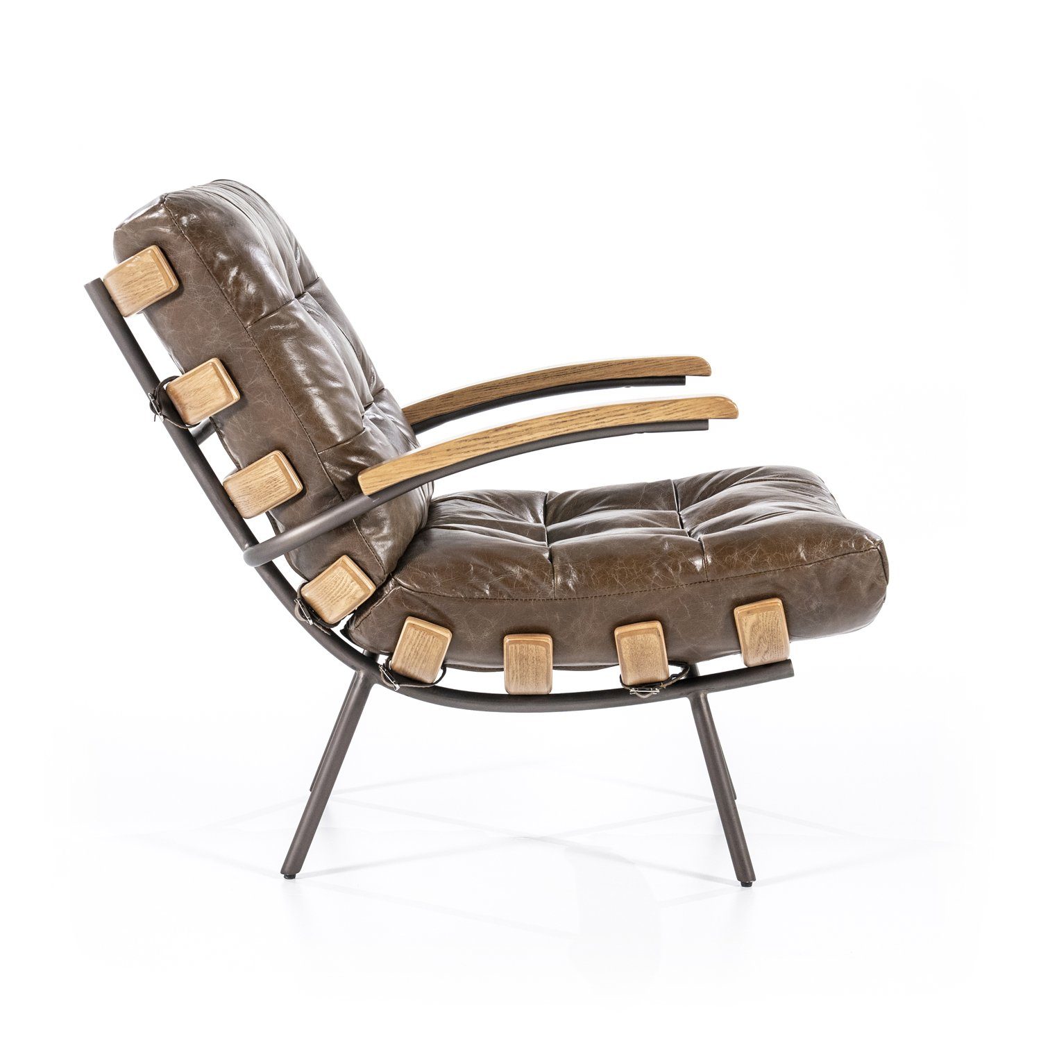 Maison ESTO Loungesessel Leder Java-Leder NICOLAS Ledersessel dunkelbraun aus Vintage, hochwertigem Sessel