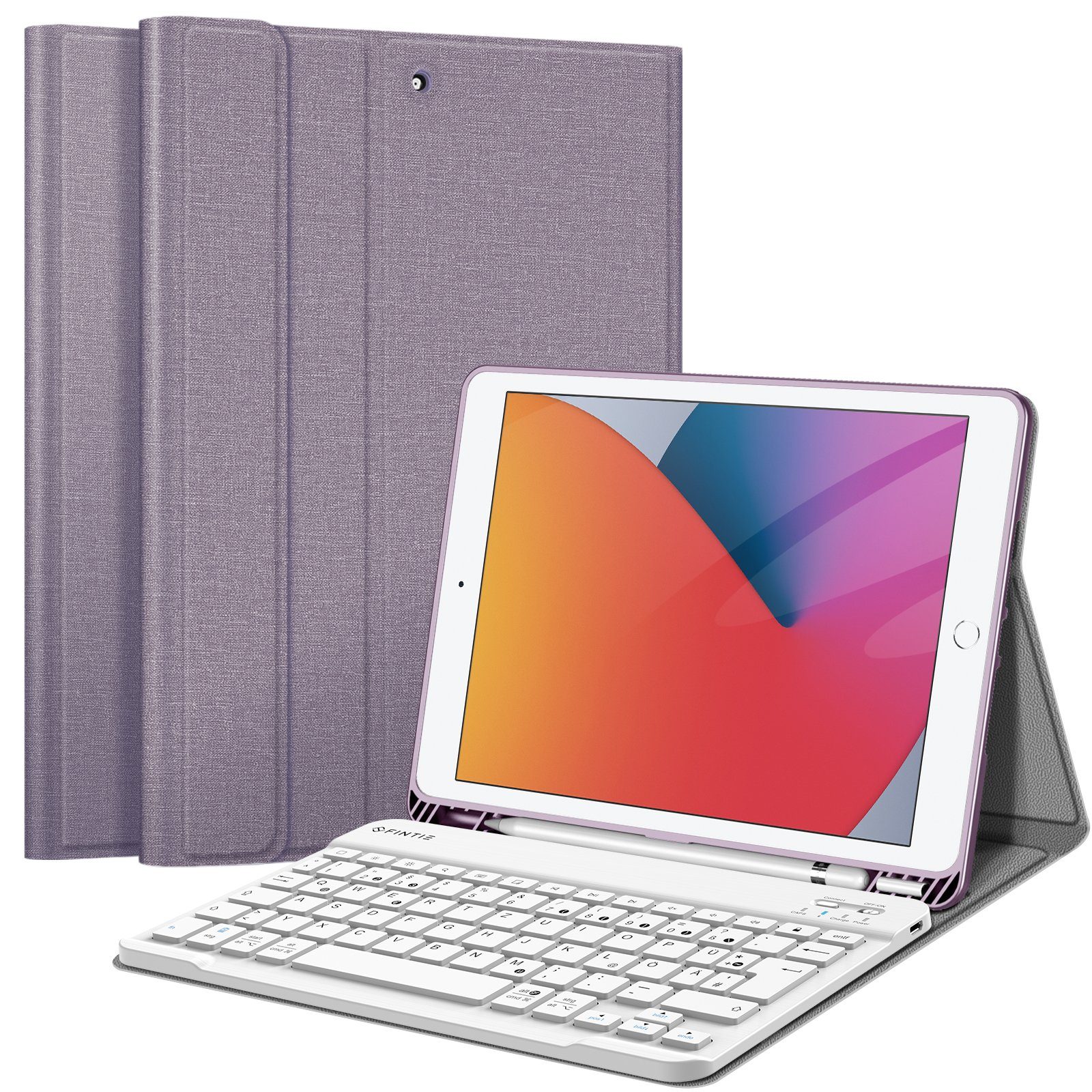 Fintie Tablet-Hülle Tastatur TPU Hülle für iPad 10.2 Zoll(9/8/7 Generation-2021/2020/2019), mit Pencil Halter und magnetisch Tastatur mit QWERTZ Layout