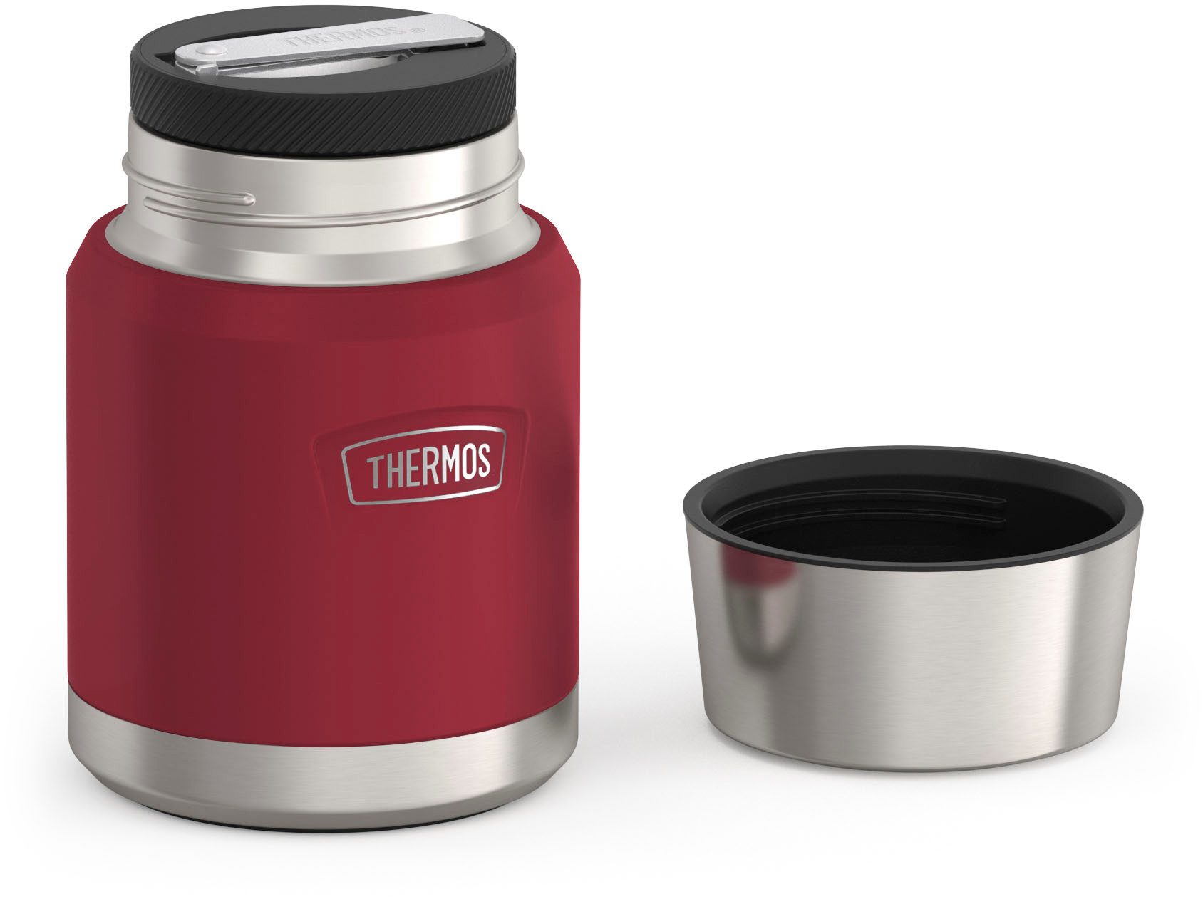 THERMOS Thermobehälter ICON FOOD JAR, Thermobehälter für Essen, spülmaschinenfest, Edelstahl, Kunststoff, Silikon, (1-tlg), 0,47l, 10h heiß & 24h kalt, dicht & auslaufsicher, mit Löffel