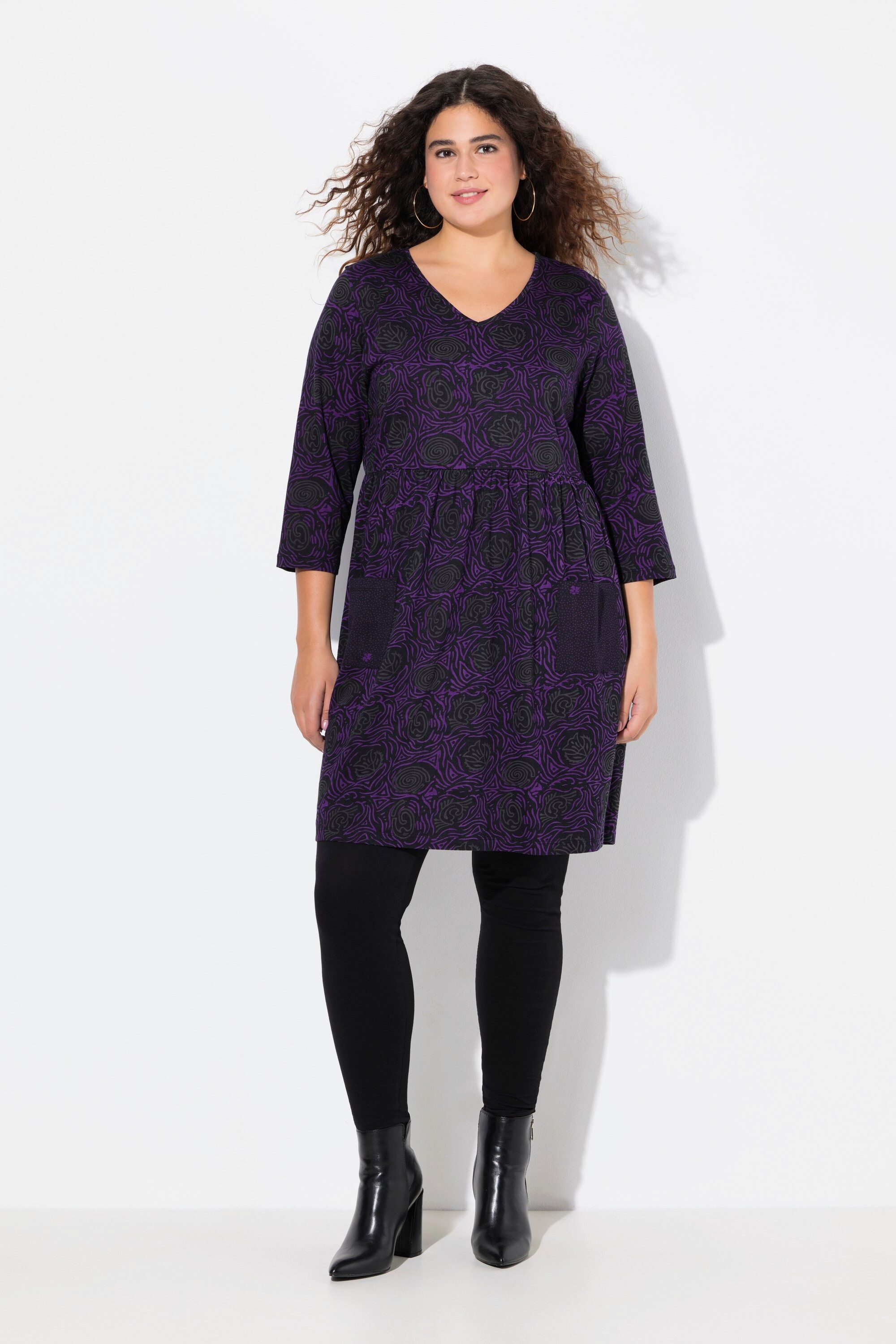 Ulla Popken Longshirt Longshirt A-Linie Blumendruck günstig online kaufen