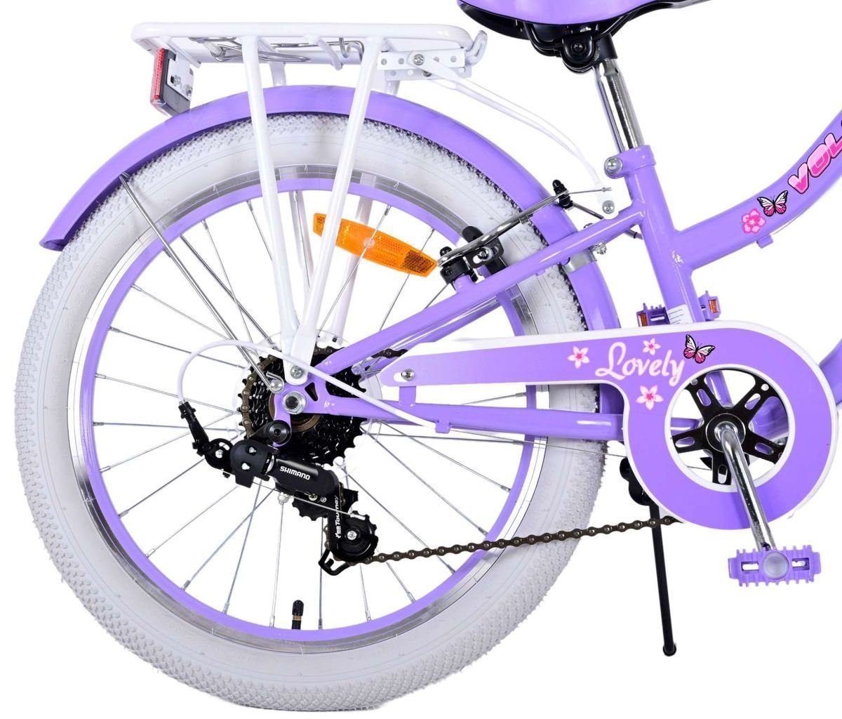 Volare Kinderfahrrad 20 ZOLL Kinder Mädchen Fahrrad Kinderfahrrad Rad LOVELY 7 Gänge 22125, 7 Gang Shimano, Kettenschaltung, 7 Gänge, Korb, Seitenständer, Gepäckträger