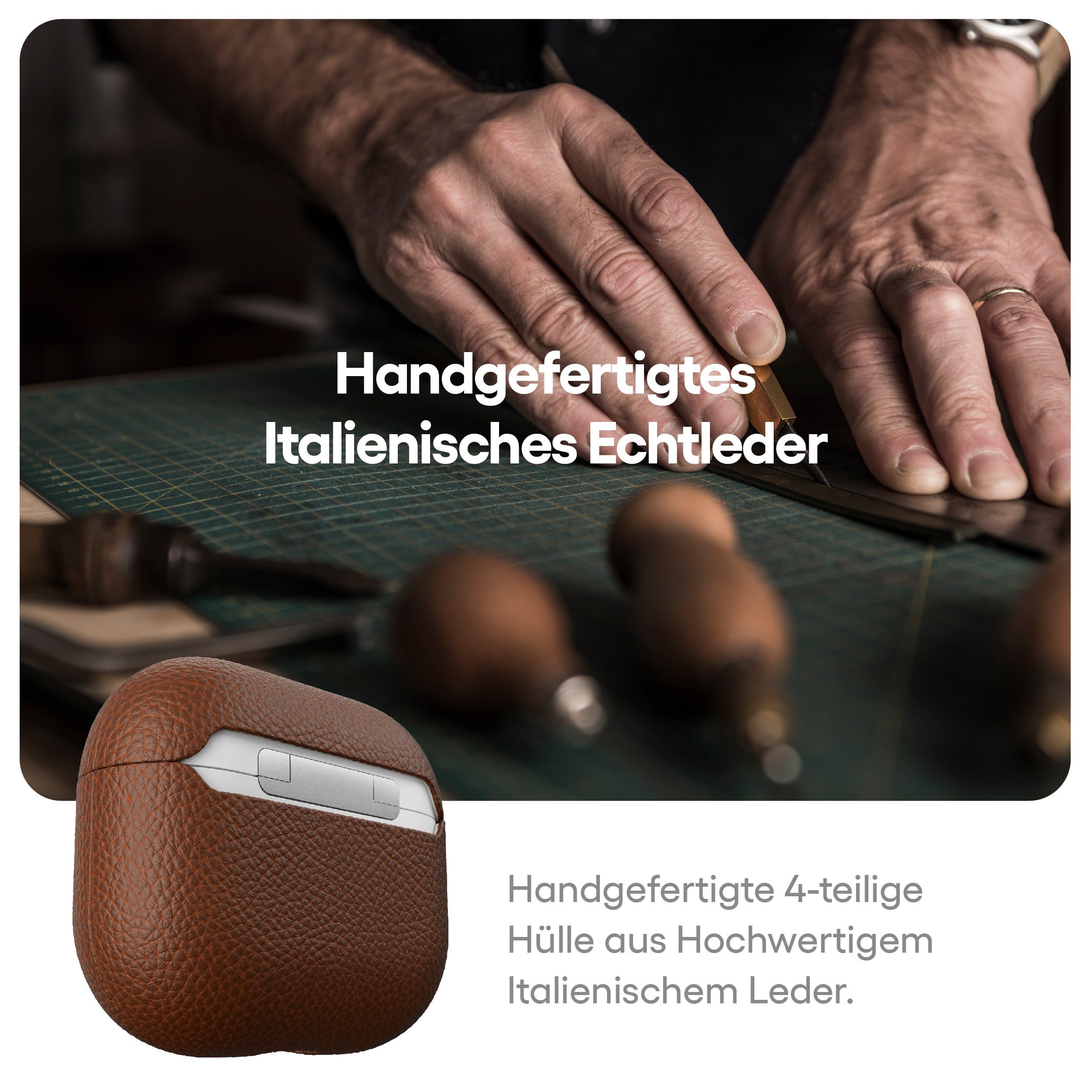 KeyBudz Kopfhörer-Schutzhülle Artisan Leder Schutzhülle für AirPods 3. Generation, hochwertiges Echtleder – Bild 2 von 5