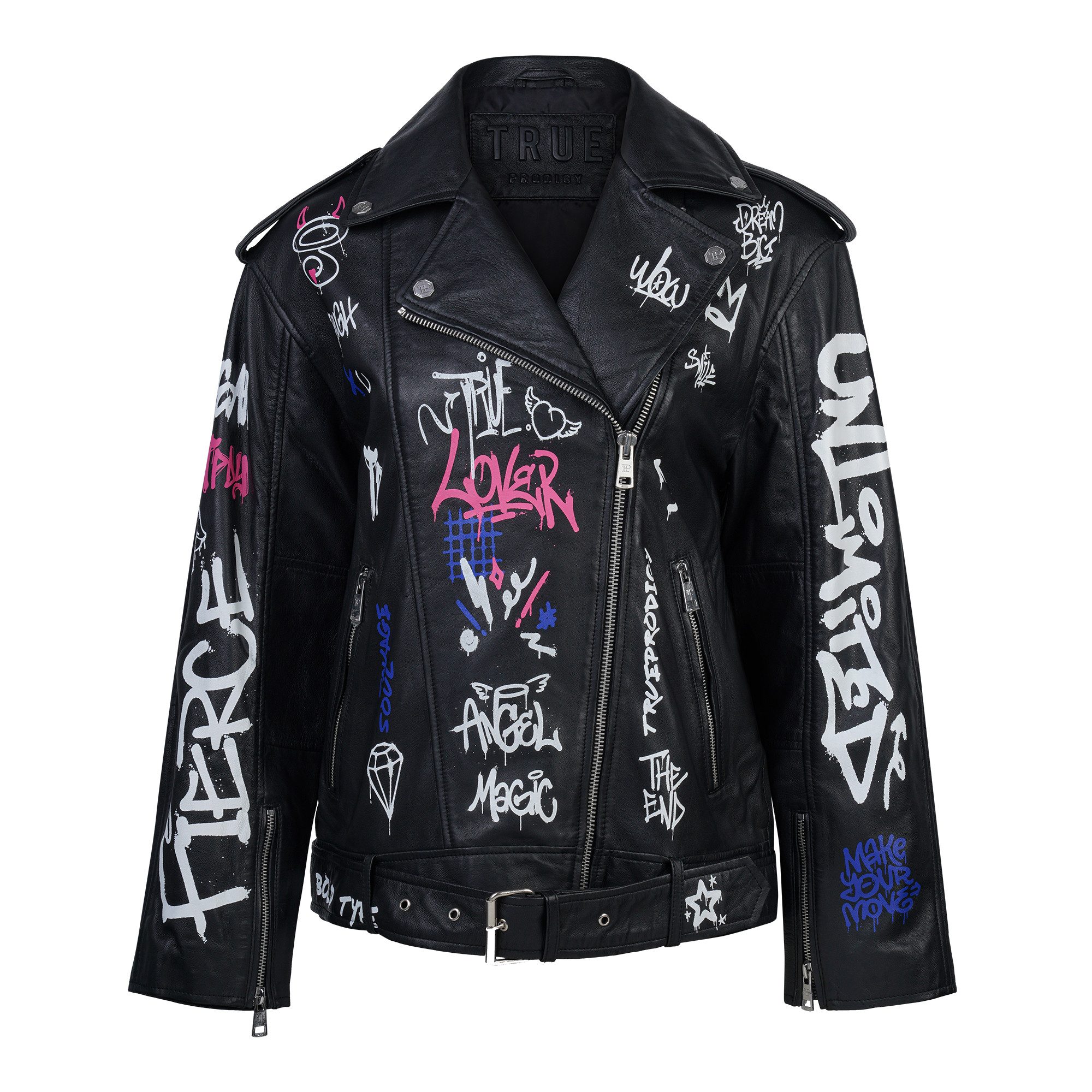 trueprodigy Lederjacke Anya Graffitiprint,asymmetrischer Reißverschluss und günstig online kaufen
