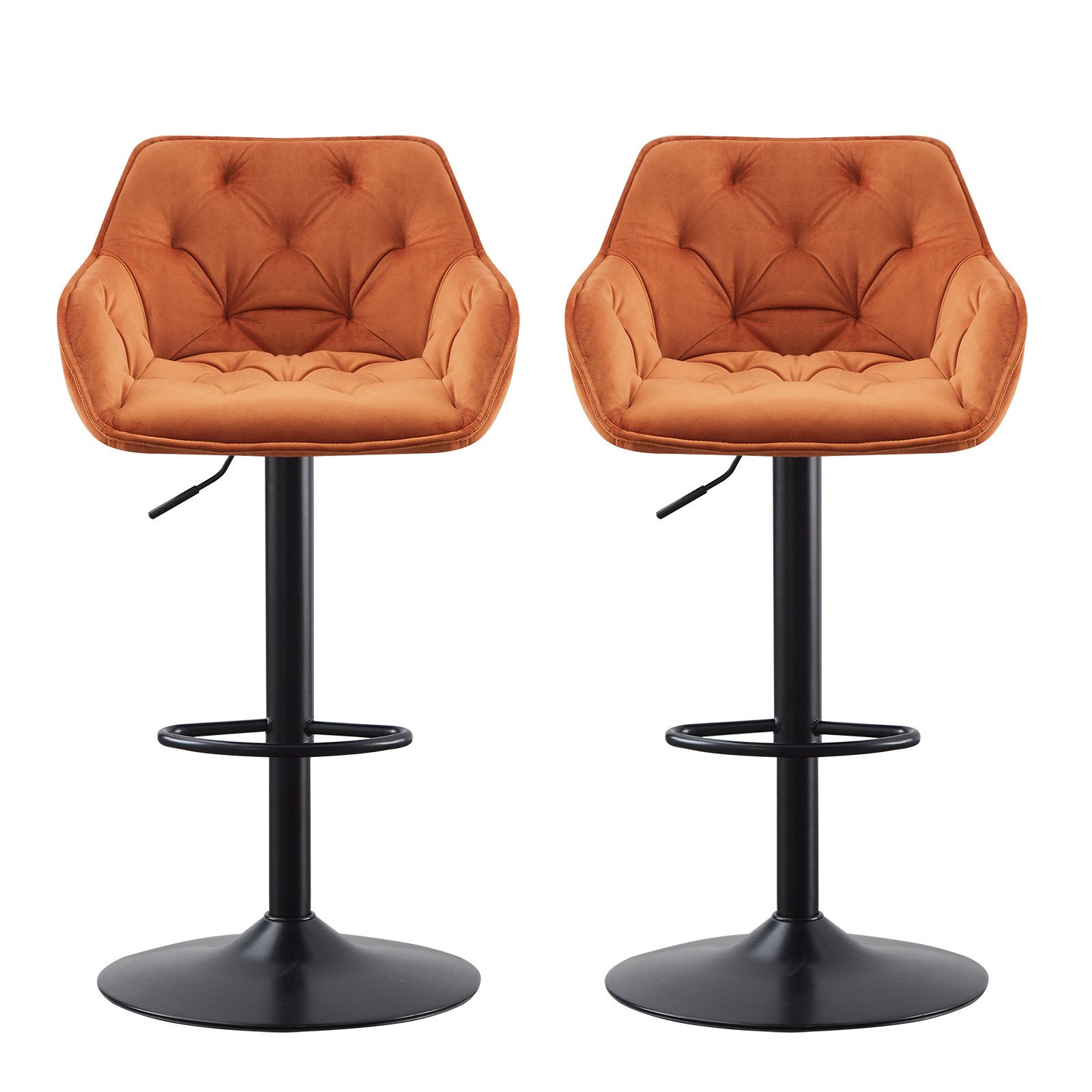 JYMTOM Barhocker höhenverstellbarer, drehbarer Bistrohocker mit Rückenlehne (2 St), mit Samtmaterial, 360° drehbar, komfortabel