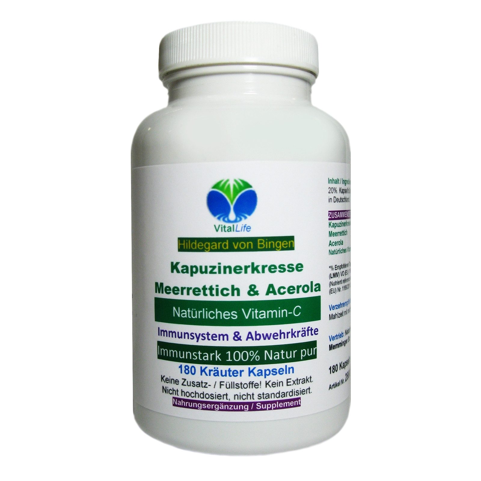Immunstark Kapuzinerkresse, Meerrettich, Acerola NATÜRLICHES Vitamin C Kapseln