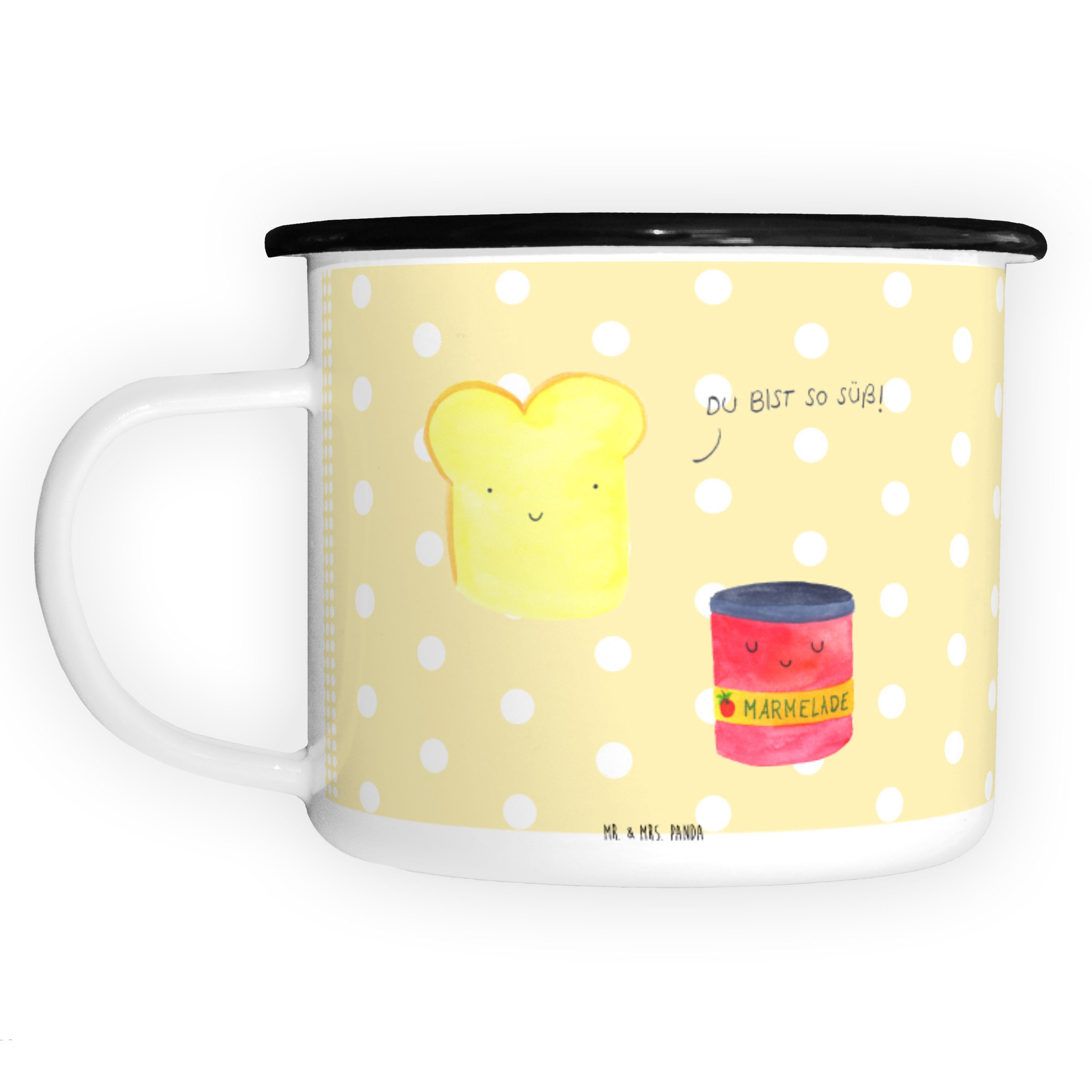 Mr. & Mrs. Panda Dekobecher Toast & Marmelade - Gelb Pastell - Geschenk, Metall-Tasse, Kaffeebech (1 St)