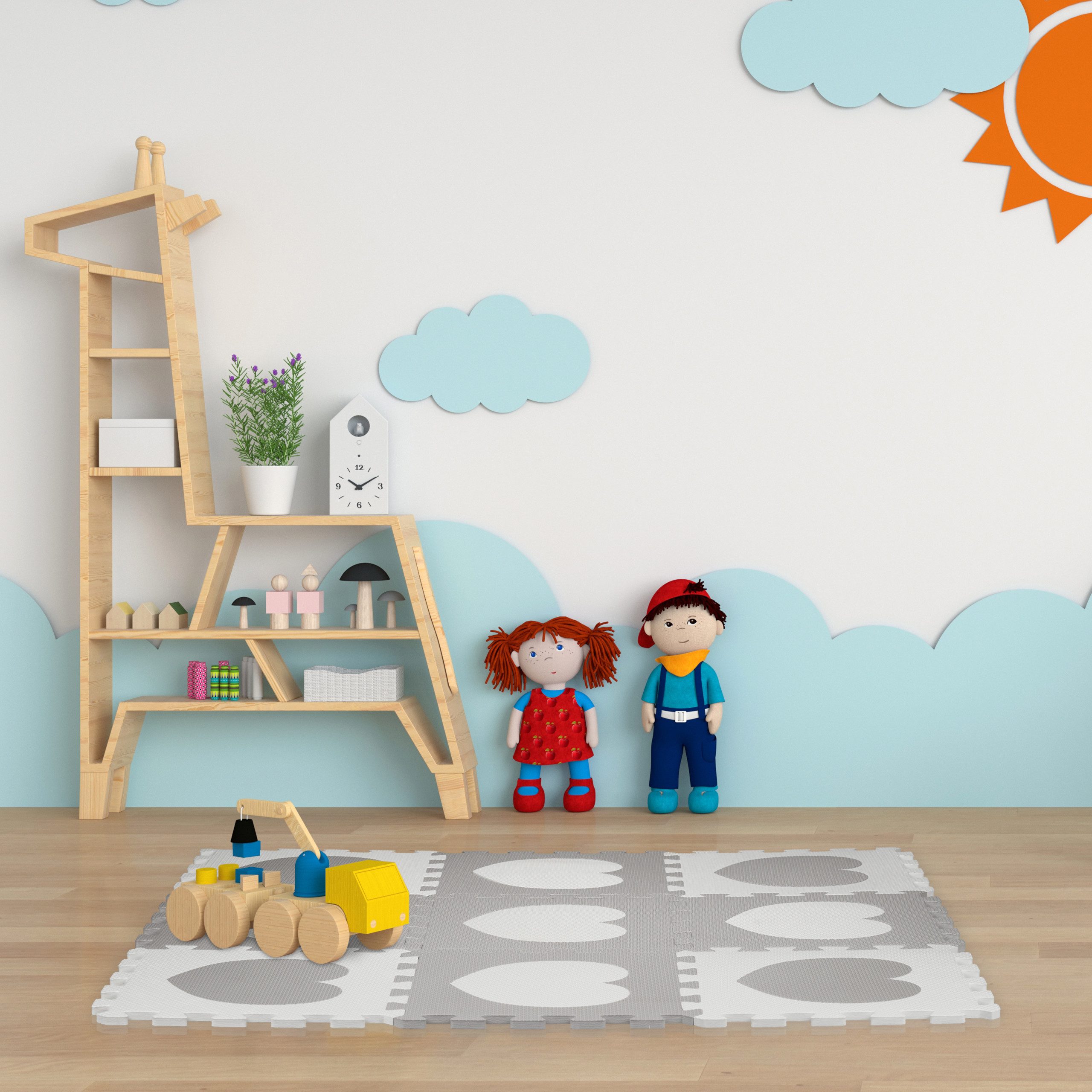 relaxdays Spielmatte 18-tlg. Puzzlematte Herz, Weiss-grau günstig online kaufen