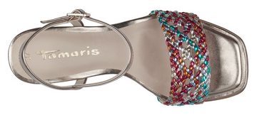 Tamaris Sandalette, Sommerschuh, Sandale, Blockabsatz, mit Metallic Optik